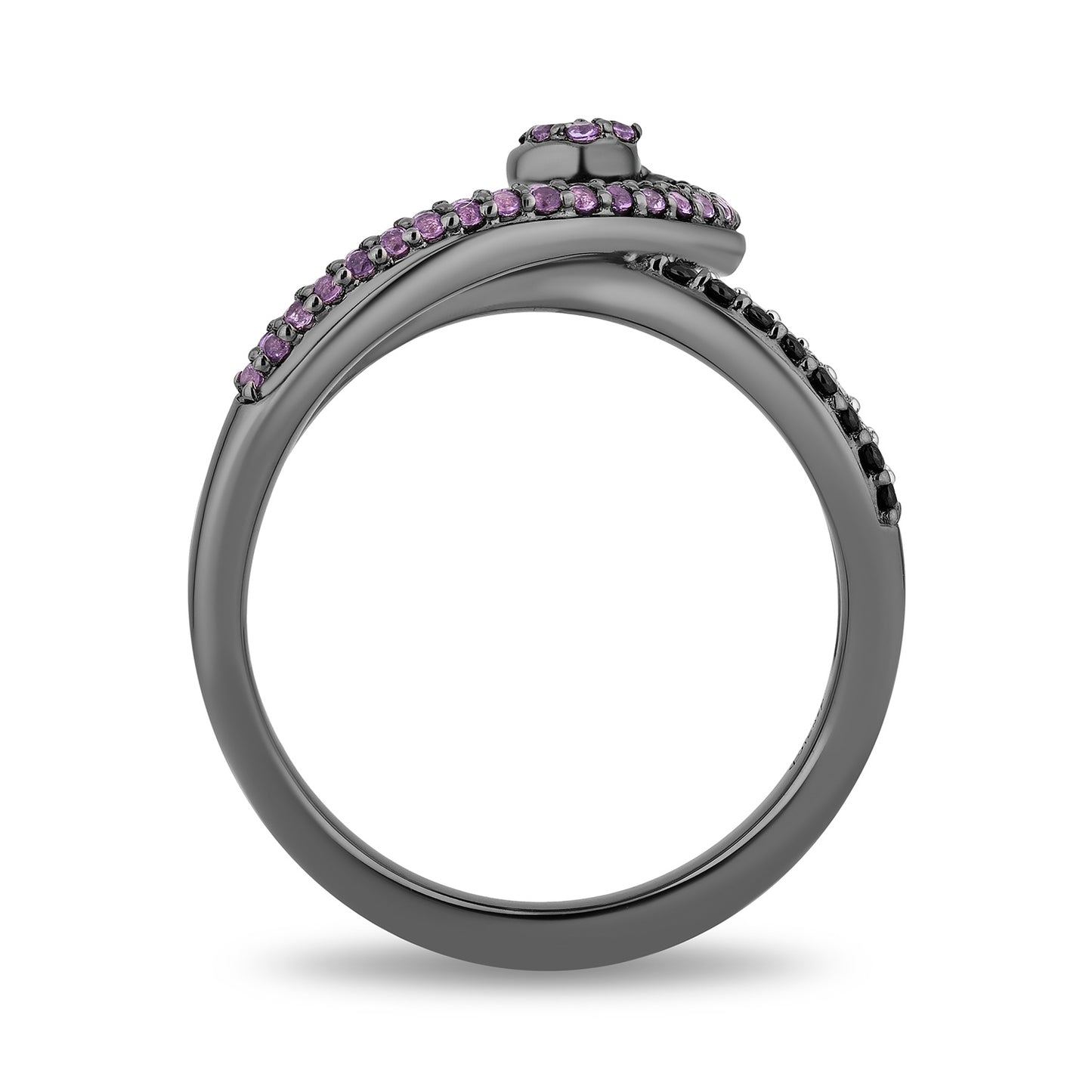 Enchanted Disney Fine Jewelry Black Rhodium over Sterling Silver with 1/5 CTTW Diamonds and Amethyst Ursula Ring