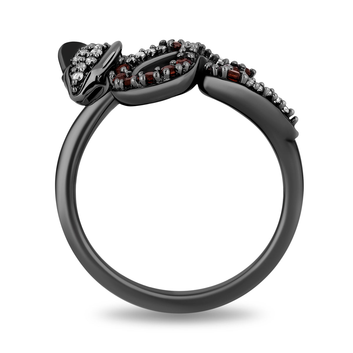 Jaffar Rind Disney Jafar Inspired Diamonds and Garnet Ring in Black Rhodium Over ...