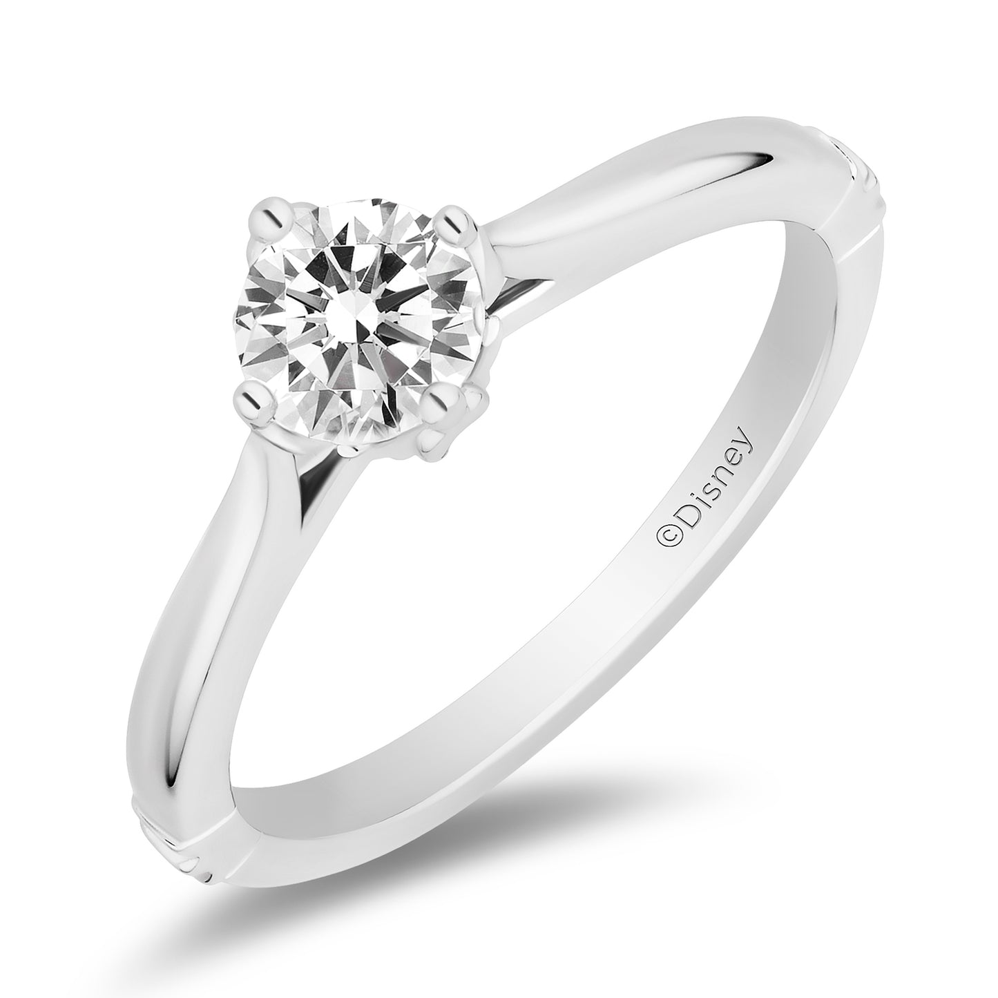 Enchanted Disney Fine Jewelry 14K White Gold with 1/2 CTTW Diamond, Majestic Princess Engagement Ring