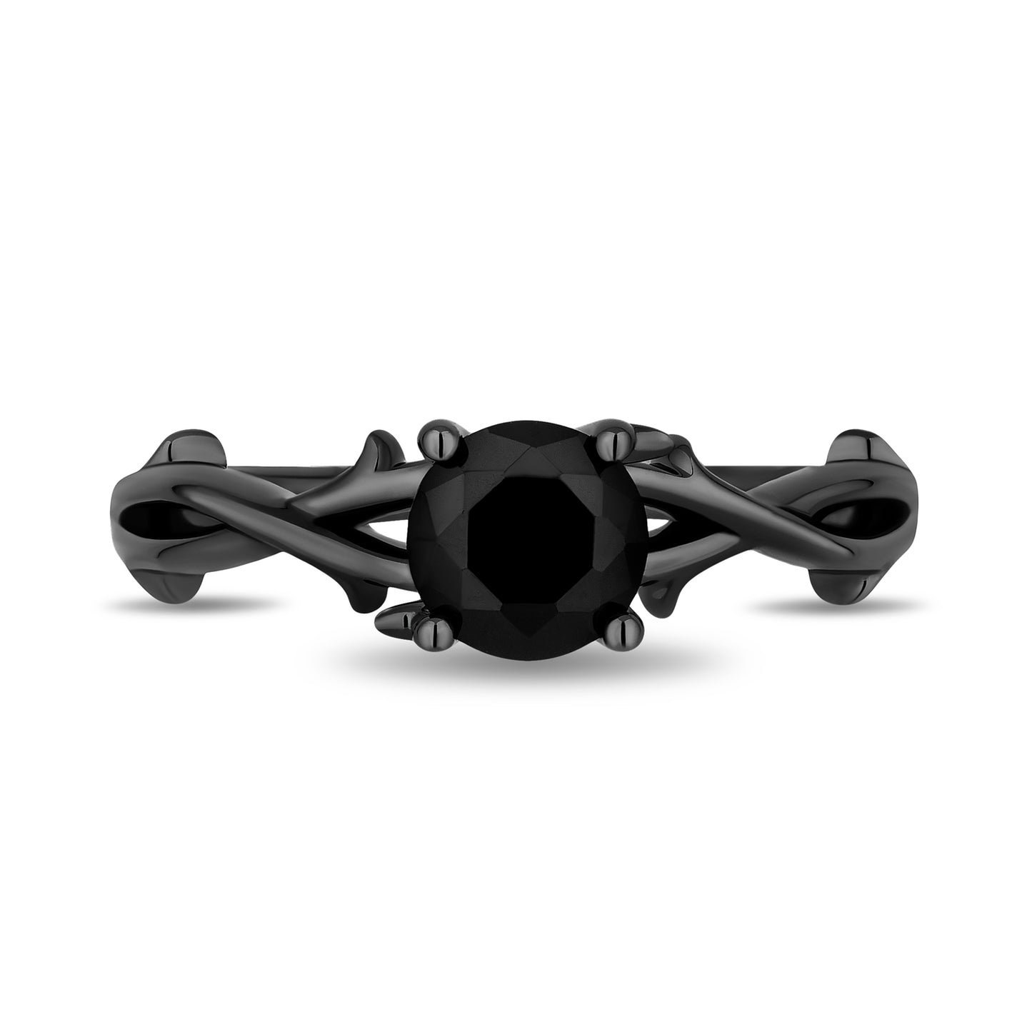 Enchanted Disney Fine Jewelry Black Rhodium over 14K White Gold with 1 CTTW Black Diamonds Maleficent Engagement Ring