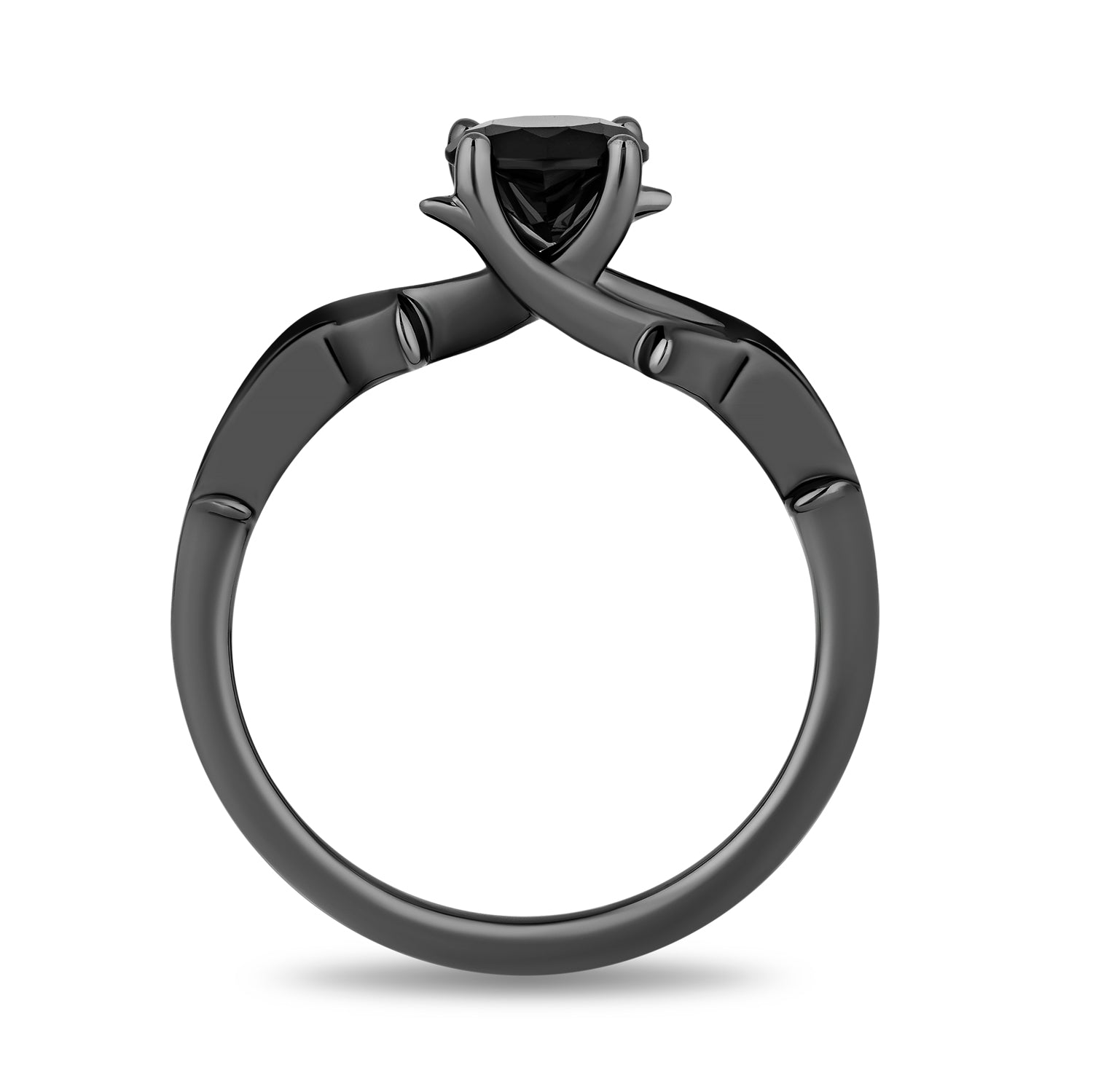 Enchanted Disney Fine Jewelry Black Rhodium over 14K White Gold with CTTW Black Diamonds Maleficent Engagement Ring