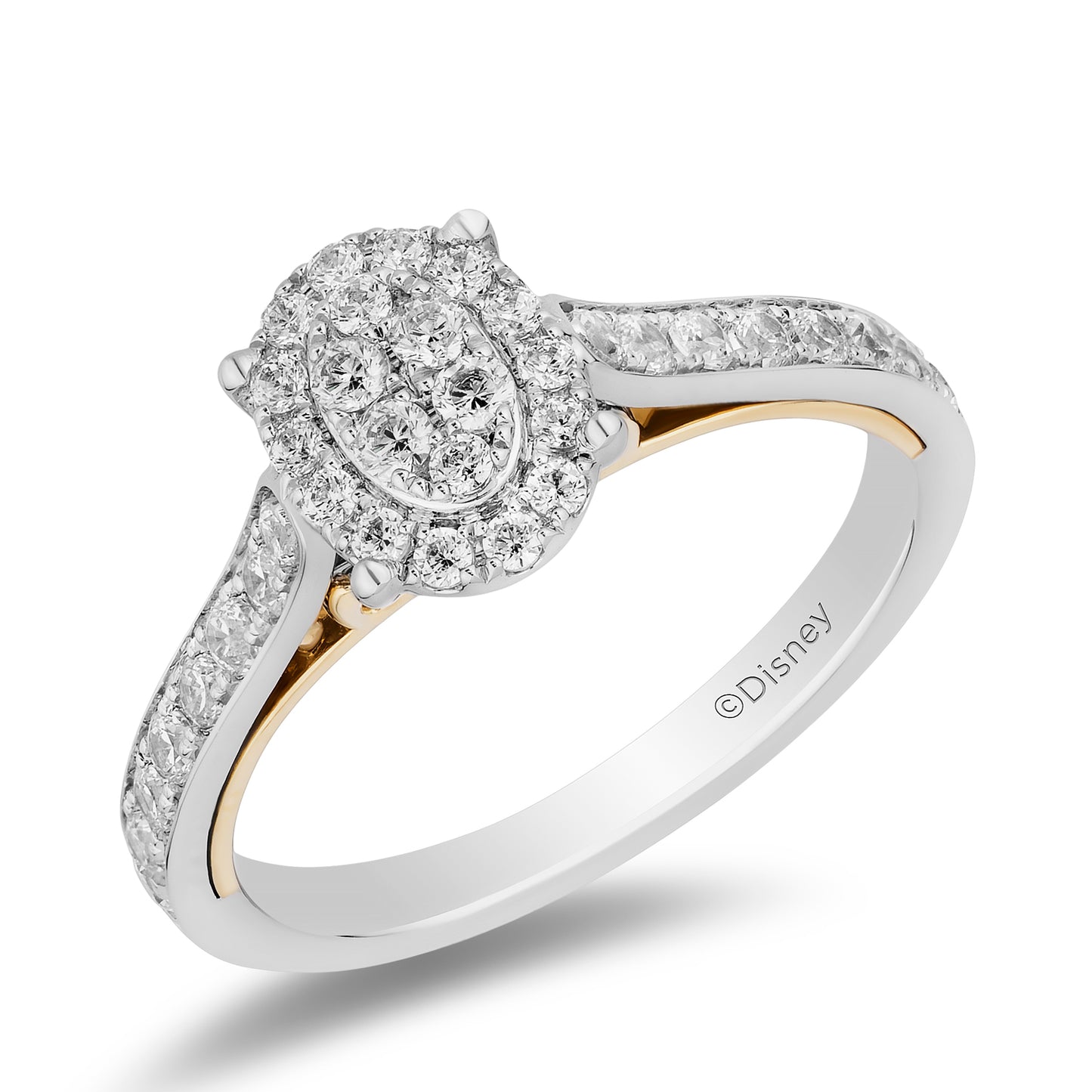 Enchanted Disney Fine Jewelry 10K White Gold and Yellow Gold with 1/2 CTTW Diamonds Jasmine Composite Ring