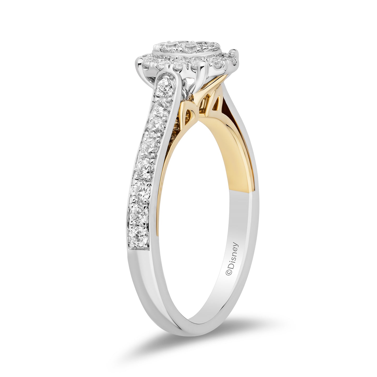 Enchanted Disney Fine Jewelry 10K White Gold and Yellow Gold with 1/2 CTTW Diamonds Jasmine Composite Ring