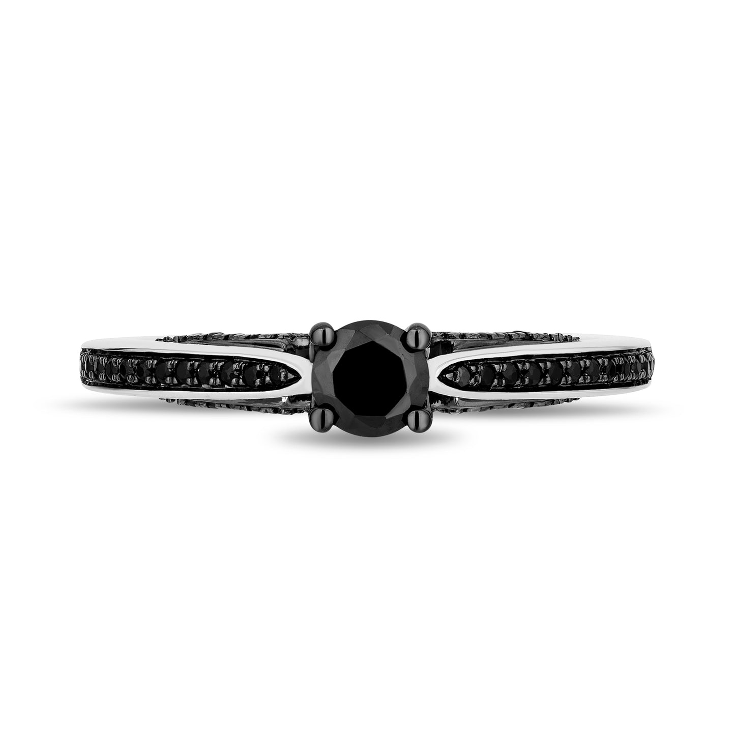Enchanted Disney Fine Jewelry 14K White Gold with 5/8 CTTW Black Diamonds Maleficent Engagement Ring