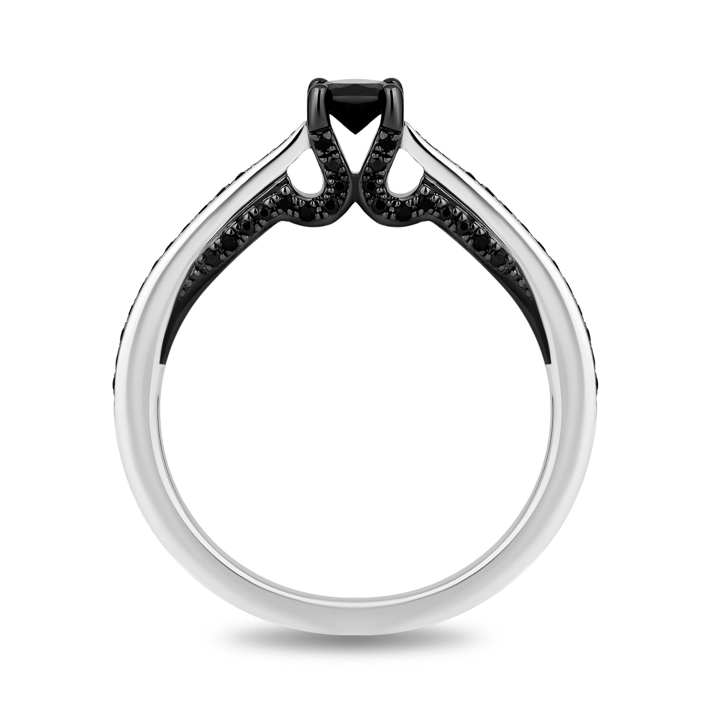 Enchanted Disney Fine Jewelry 14K White Gold with 5/8 CTTW Black Diamonds Maleficent Engagement Ring