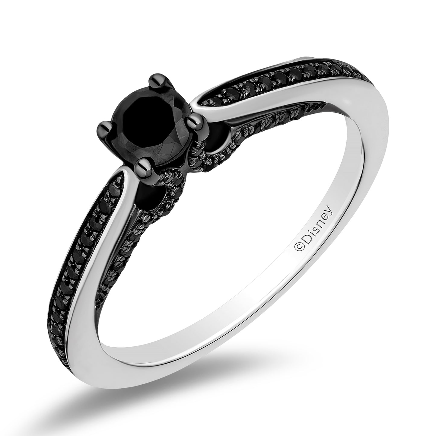 Enchanted Disney Fine Jewelry 14K White Gold with 5/8 CTTW Black Diamonds Maleficent Engagement Ring