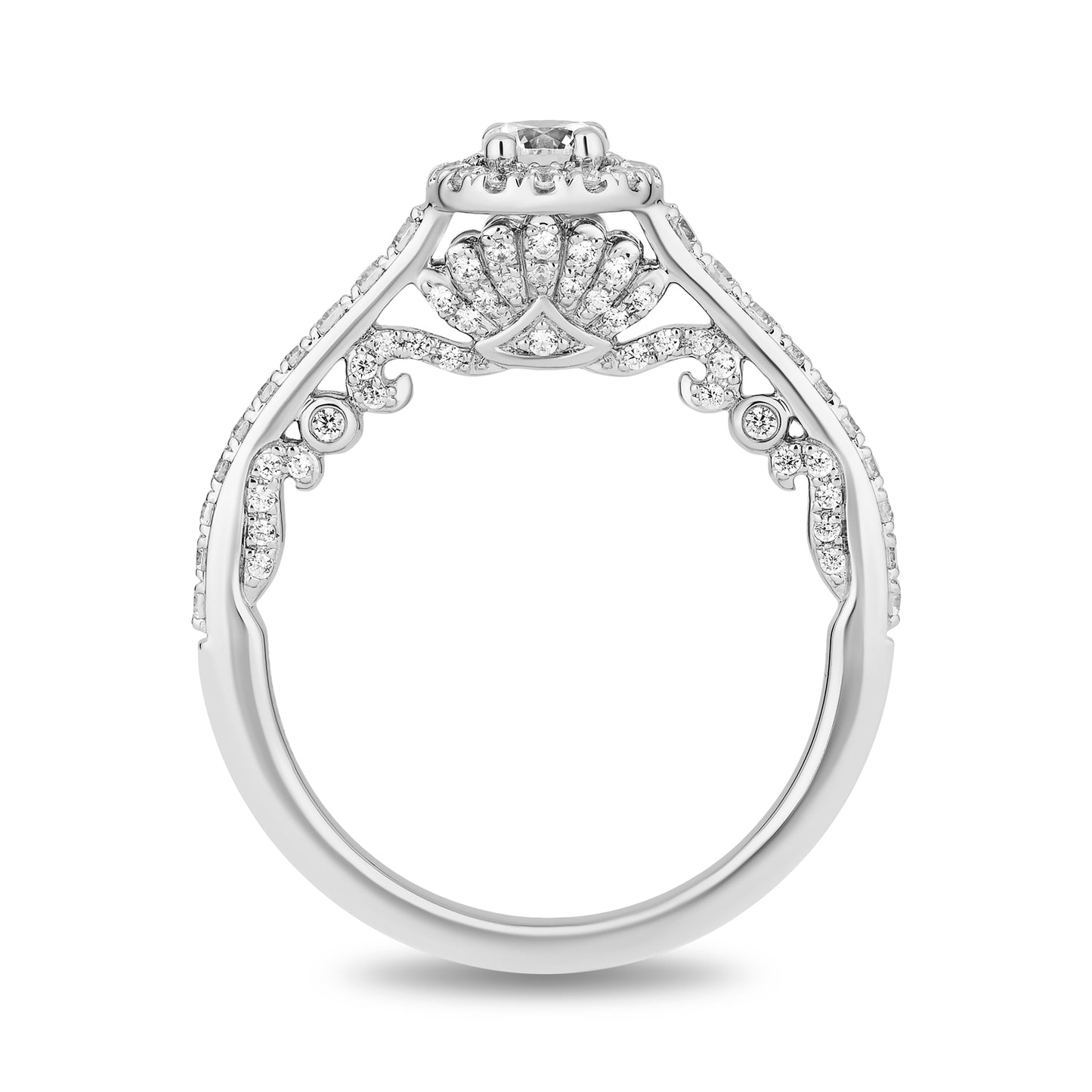 Enchanted Disney Fine Jewelry 14K White Gold with 3/4 CTTW Diamonds Ariel Engagement Ring