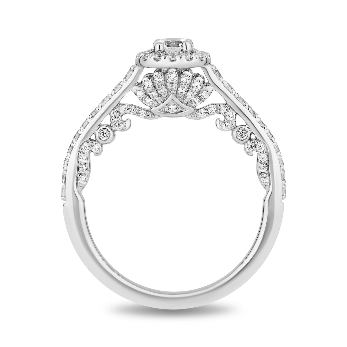Enchanted Disney Fine Jewelry 14K White Gold with 3/4 CTTW Diamonds Ariel Engagement Ring