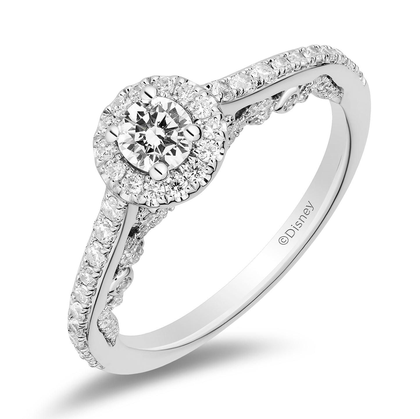 Enchanted Disney Fine Jewelry 14K White Gold with 3/4 CTTW Diamonds Ariel Engagement Ring