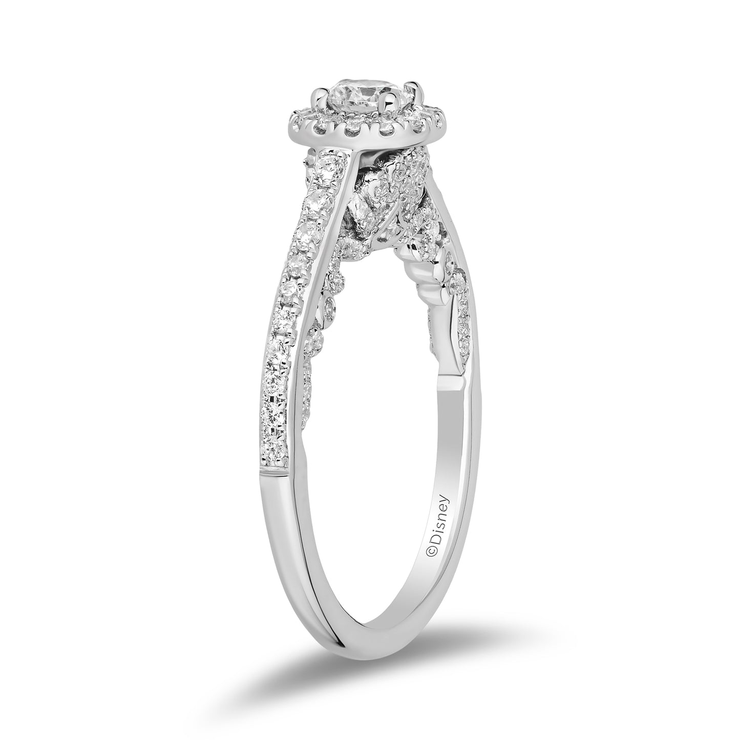 Enchanted Disney Fine Jewelry 14K White Gold with 3/4 CTTW Diamonds Ariel Engagement Ring