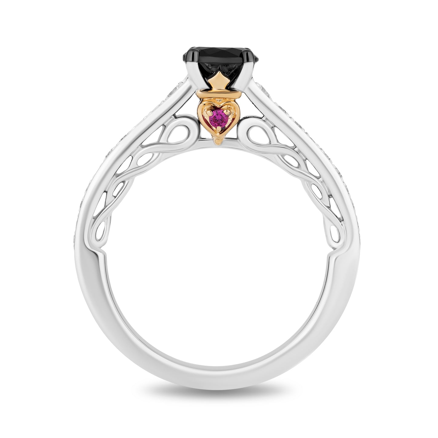 Enchanted Disney Fine Jewelry 14K White Gold and Yellow Gold with 1 CTTW Diamonds and Ruby Evil Queen Engagement Ring