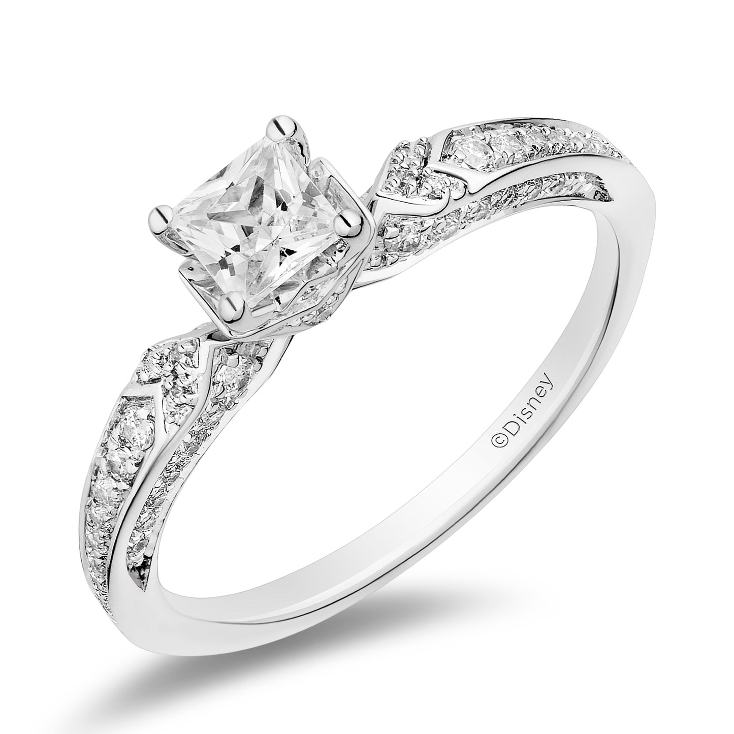 Enchanted Disney Fine Jewelry 14K White Gold with 3/4 CTTW Diamonds Elsa Engagement Ring