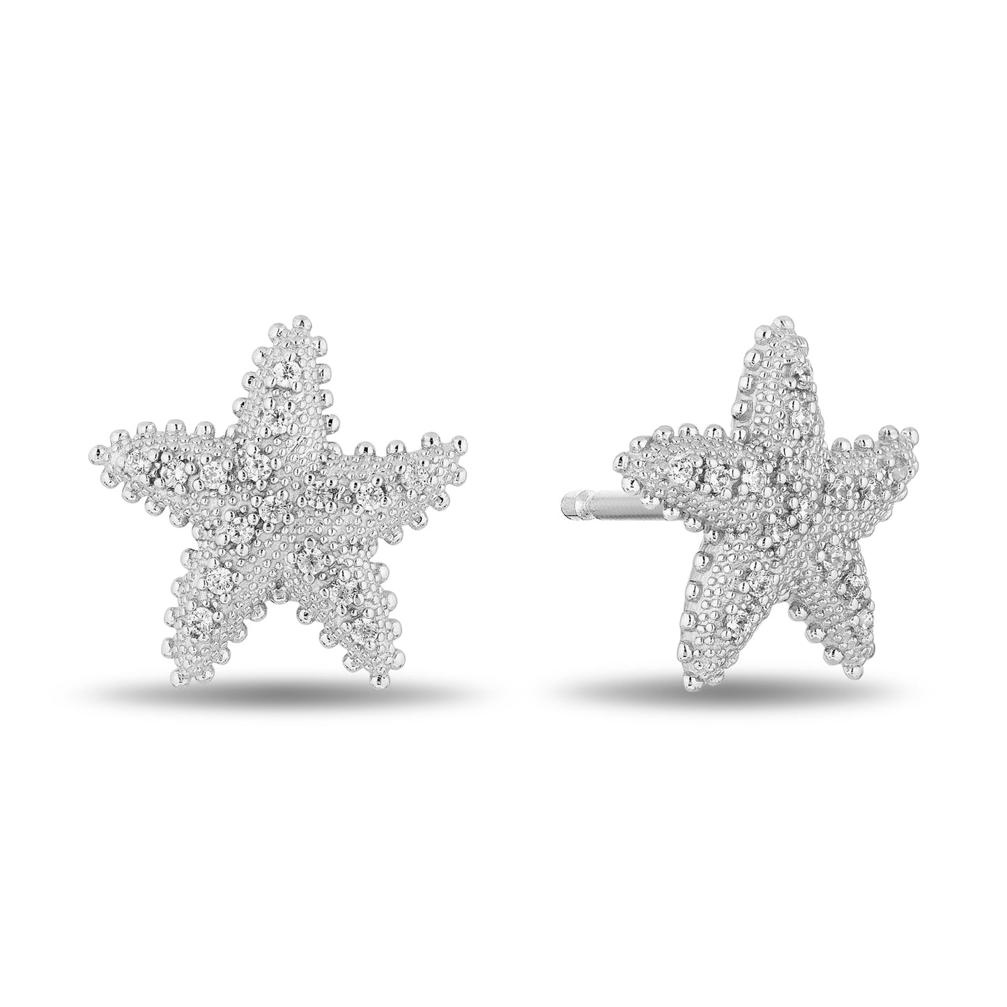 Enchanted Disney Fine Jewelry Sterling Silver with 1/10 CTTW Diamonds Ariel Starfish Earrings