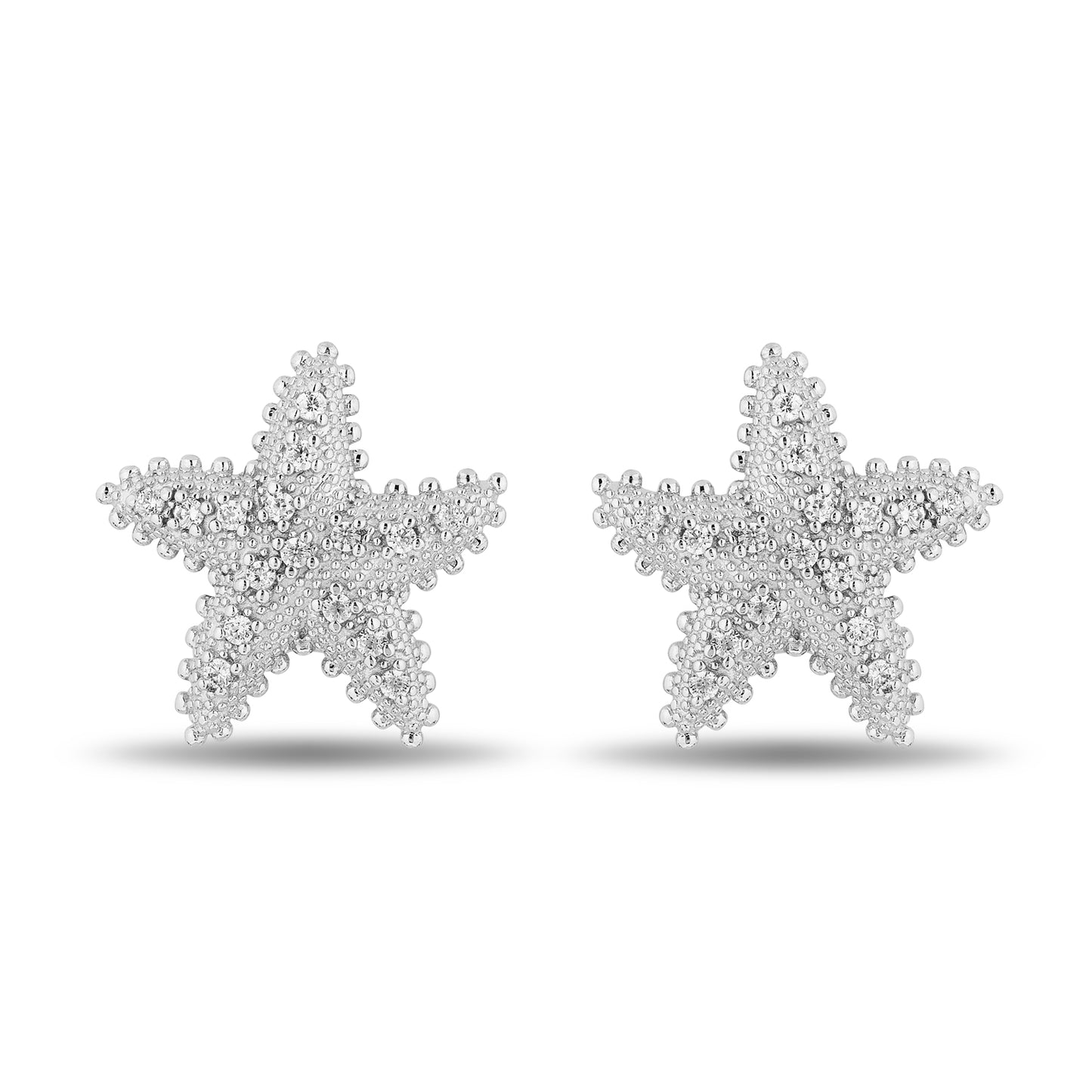 Enchanted Disney Fine Jewelry Sterling Silver with 1/10 CTTW Diamonds Ariel Starfish Earrings