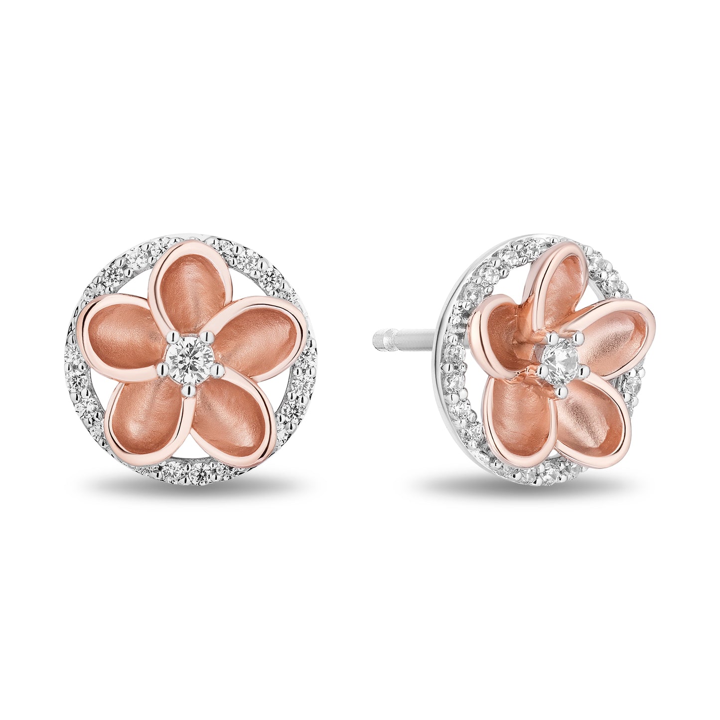 Enchanted Disney Fine Jewelry 14K Rose Gold Over Sterling Silver with 1/5 CTTW Diamonds Moana Earrings