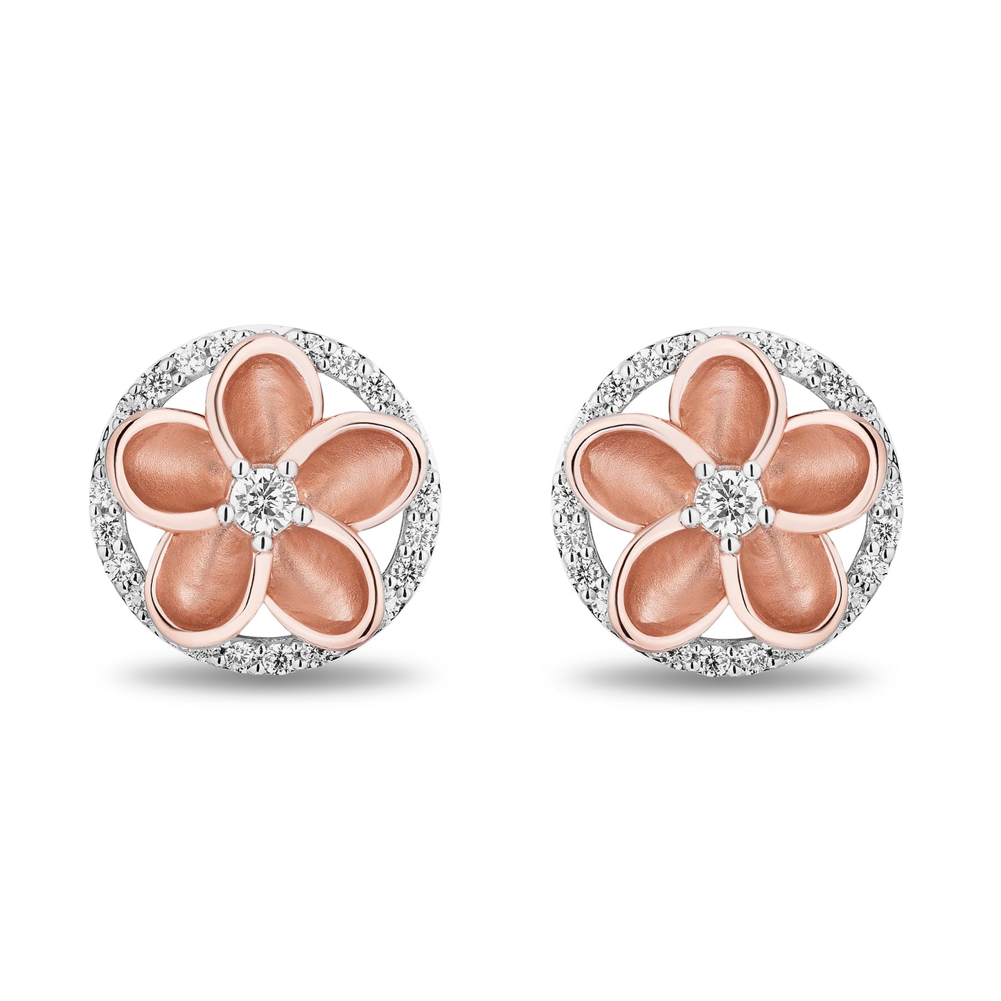 Enchanted Disney Fine Jewelry 14K Rose Gold Over Sterling Silver with 1/5 CTTW Diamonds Moana Earrings