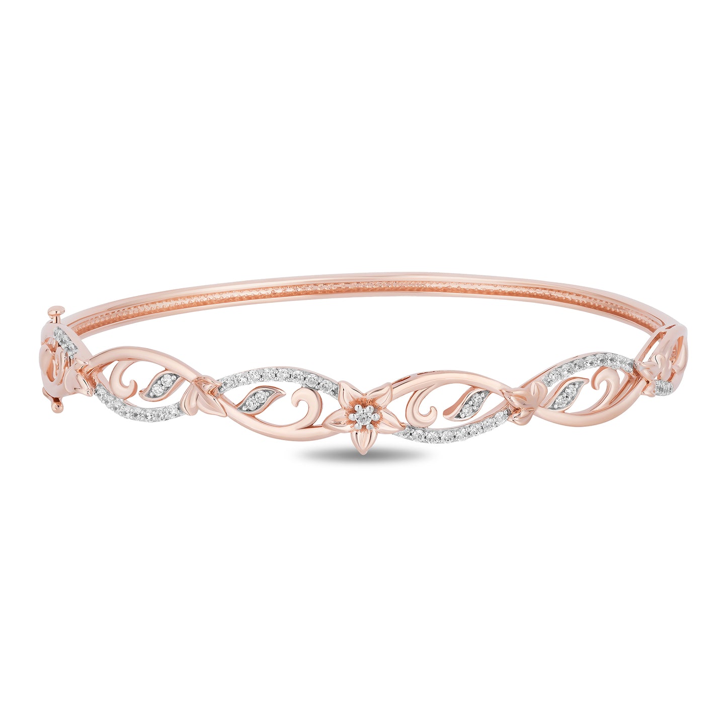 Enchanted Disney Fine Jewelry 14K Rose Gold Over Sterling Silver with 1/3 CTTW Diamonds Rapunzel Bangle