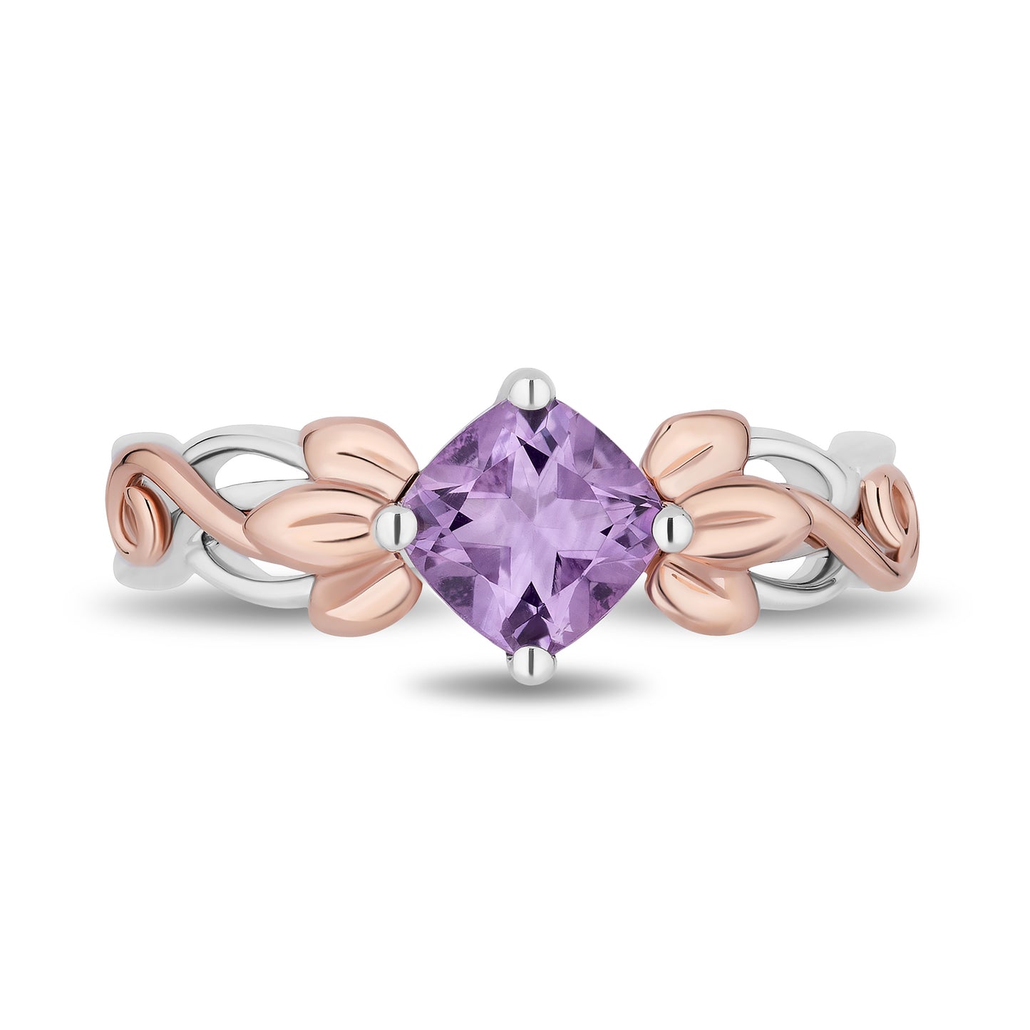 Enchanted Disney Fine Jewelry Sterling Silver and 10K Rose Gold with Amethyst Rapunzel Ring