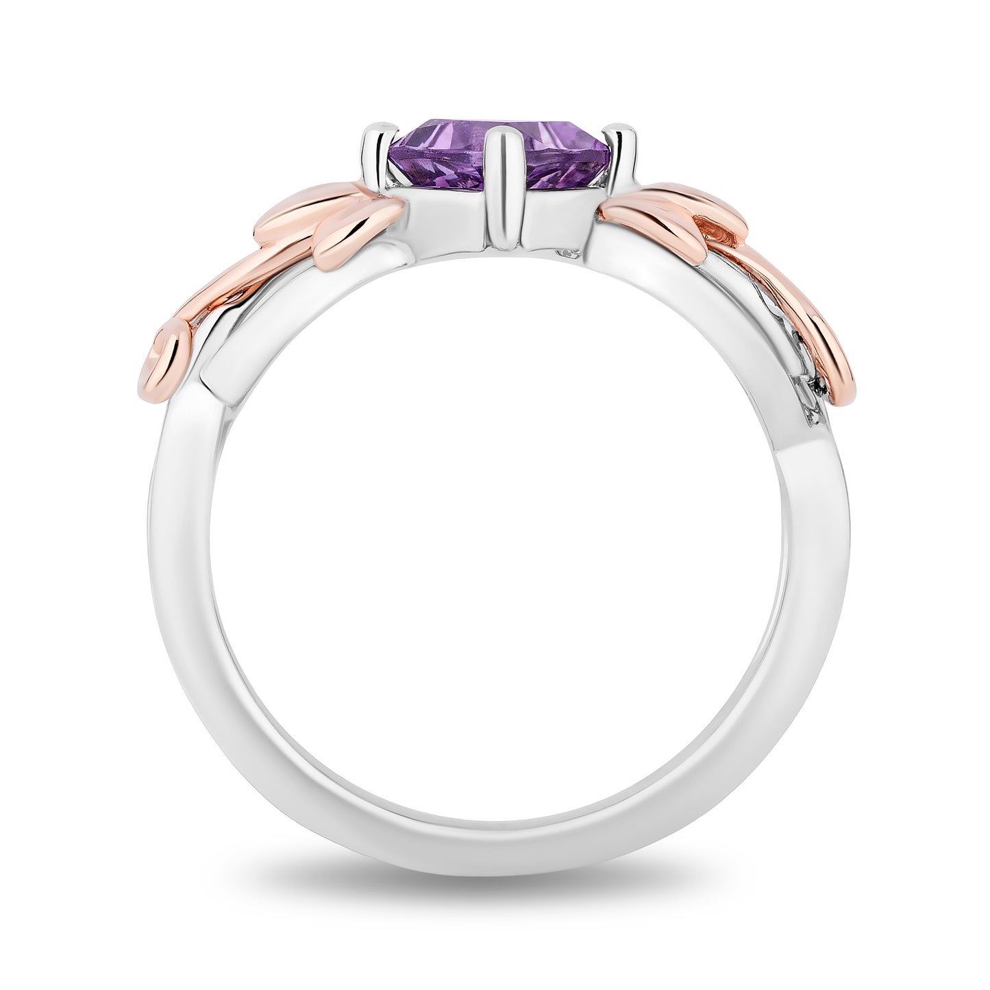 Enchanted Disney Fine Jewelry Sterling Silver and 10K Rose Gold with Amethyst Rapunzel Ring