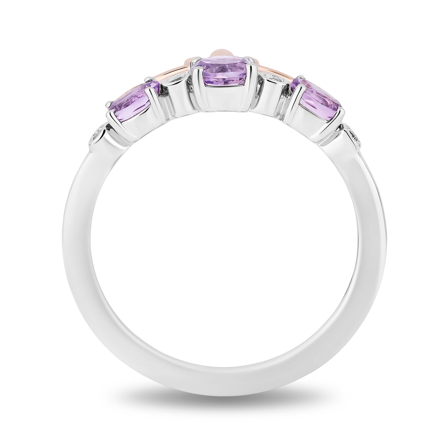 Enchanted Disney Fine Jewelry 14K Rose Gold Over Sterling Silver with 1/10 CTTW Diamonds and Amethyst Rapunzel Ring