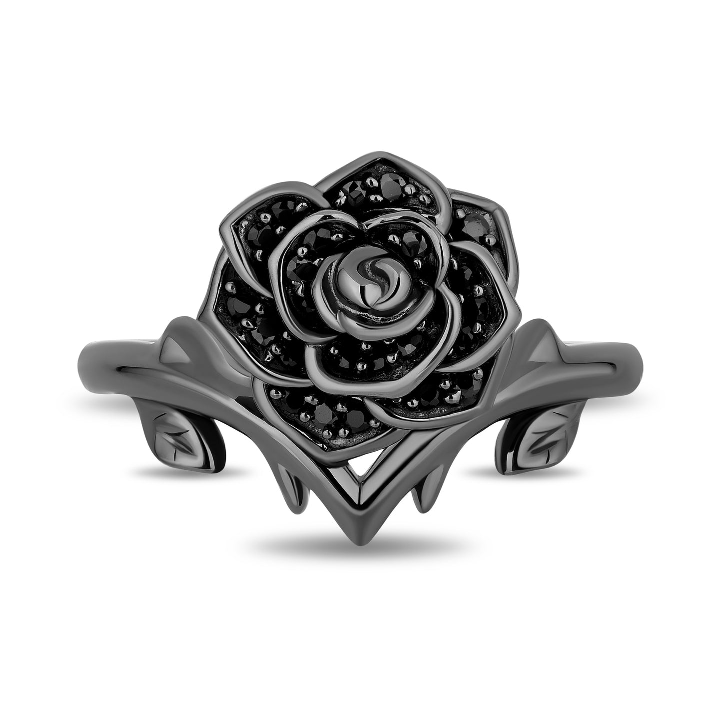 Enchanted Disney Fine Jewelry Black Rhodium Over Sterling Silver with 1/5 CTTW Black Diamonds Maleficent Ring