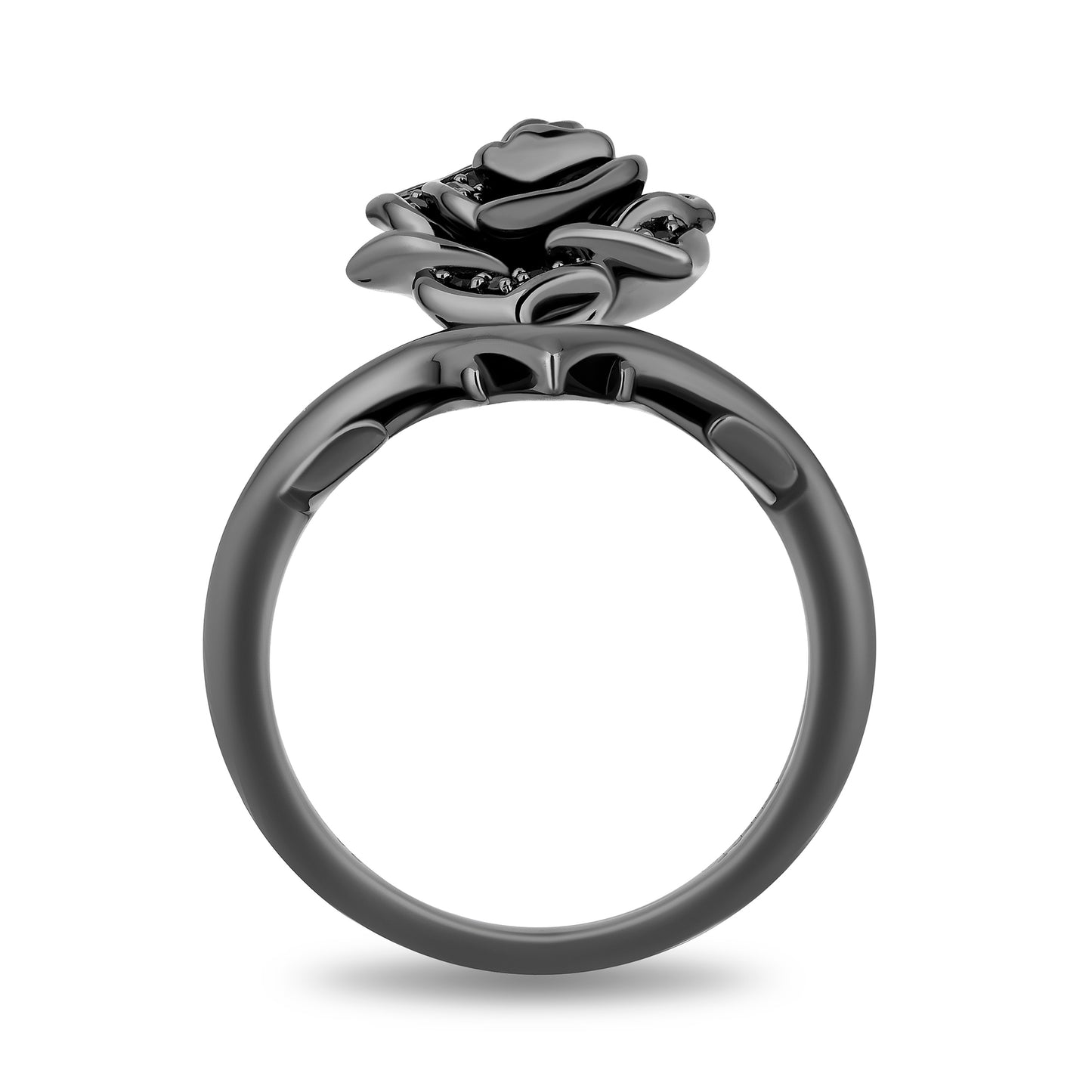 Enchanted Disney Fine Jewelry Black Rhodium Over Sterling Silver with 1/5 CTTW Black Diamonds Maleficent Ring