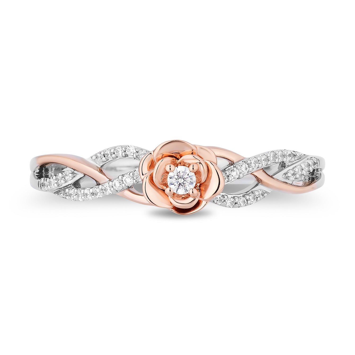 Disney Belle Inspired Diamonds Promise Ring in 14K Rose Gold Over ...