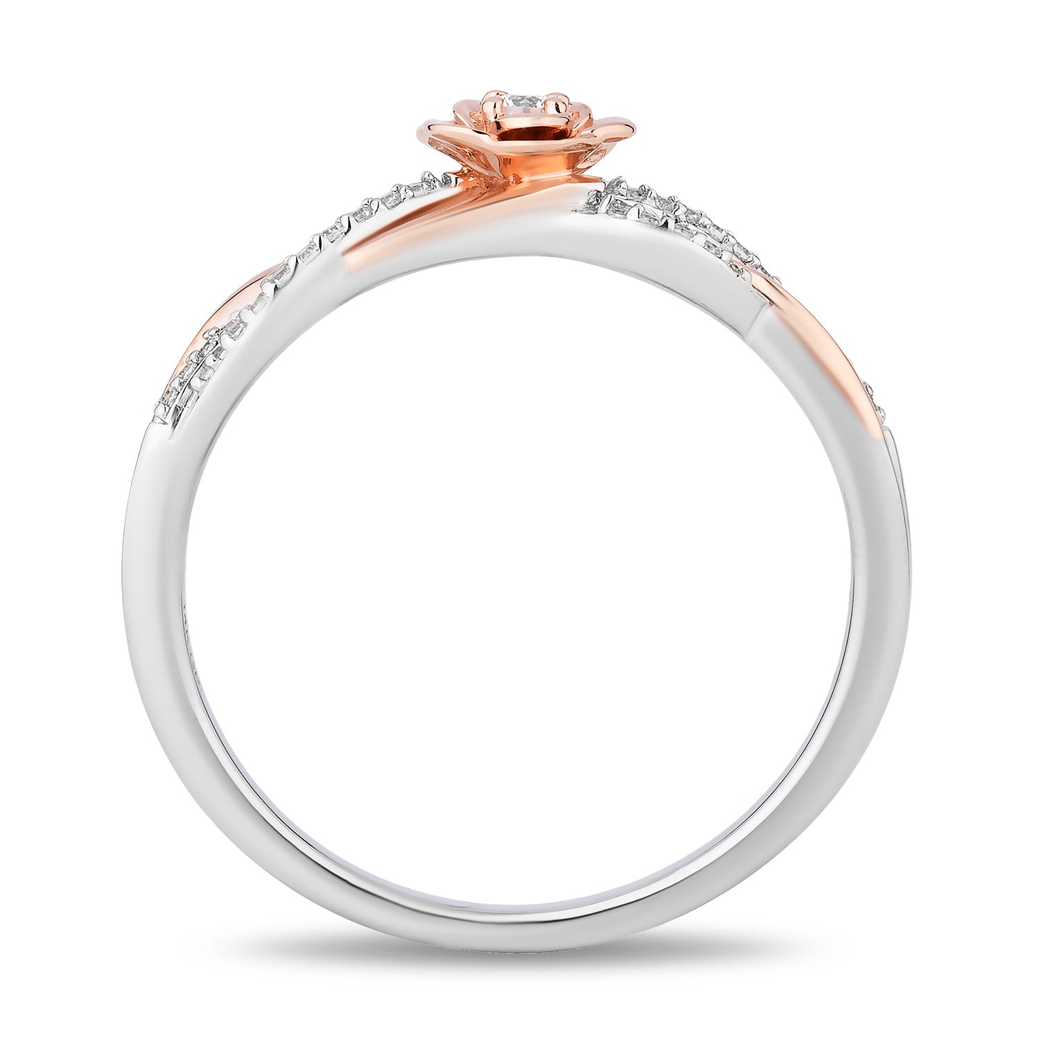 Disney Belle Inspired Diamonds Promise Ring in 14K Rose Gold Over ...