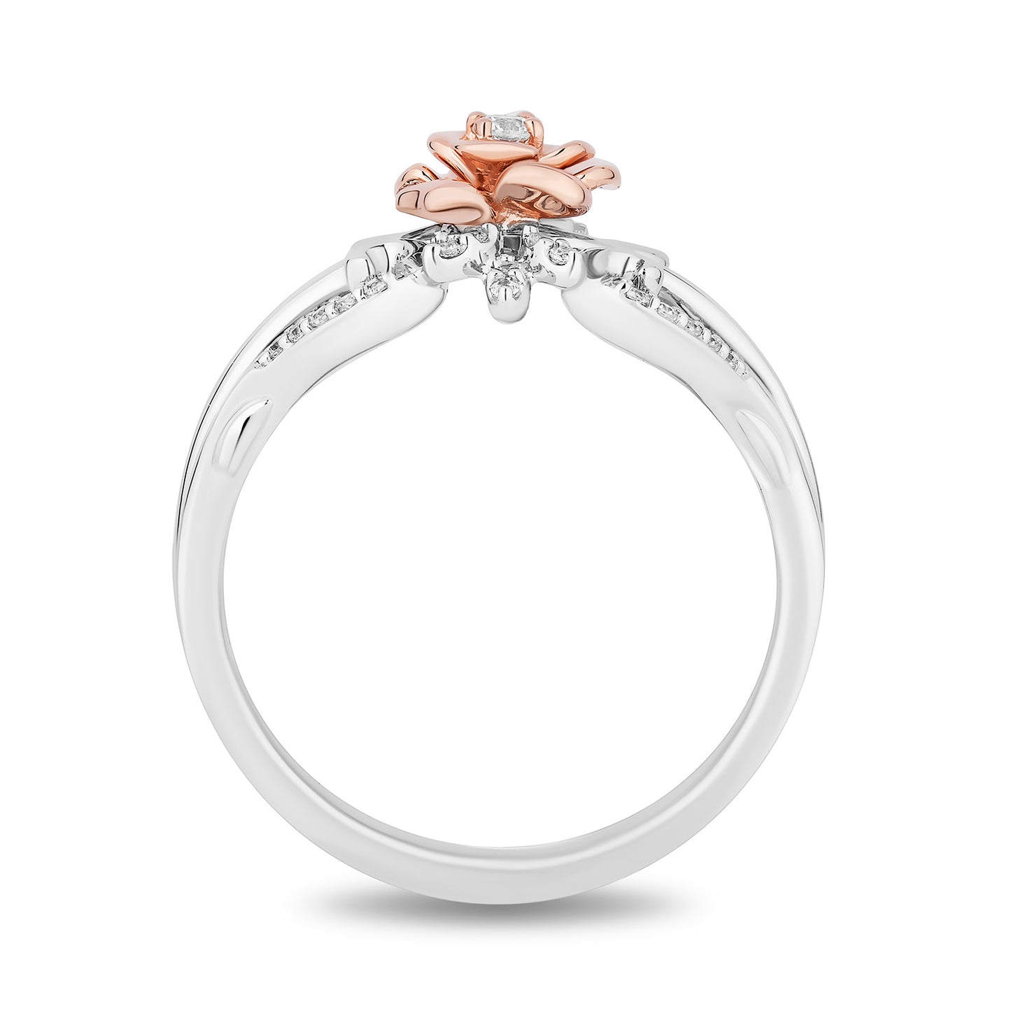 Enchanted Disney Fine Jewelry 14K Rose Gold Over Sterling Silver with 1/6 CTTW Diamonds Belle Ring