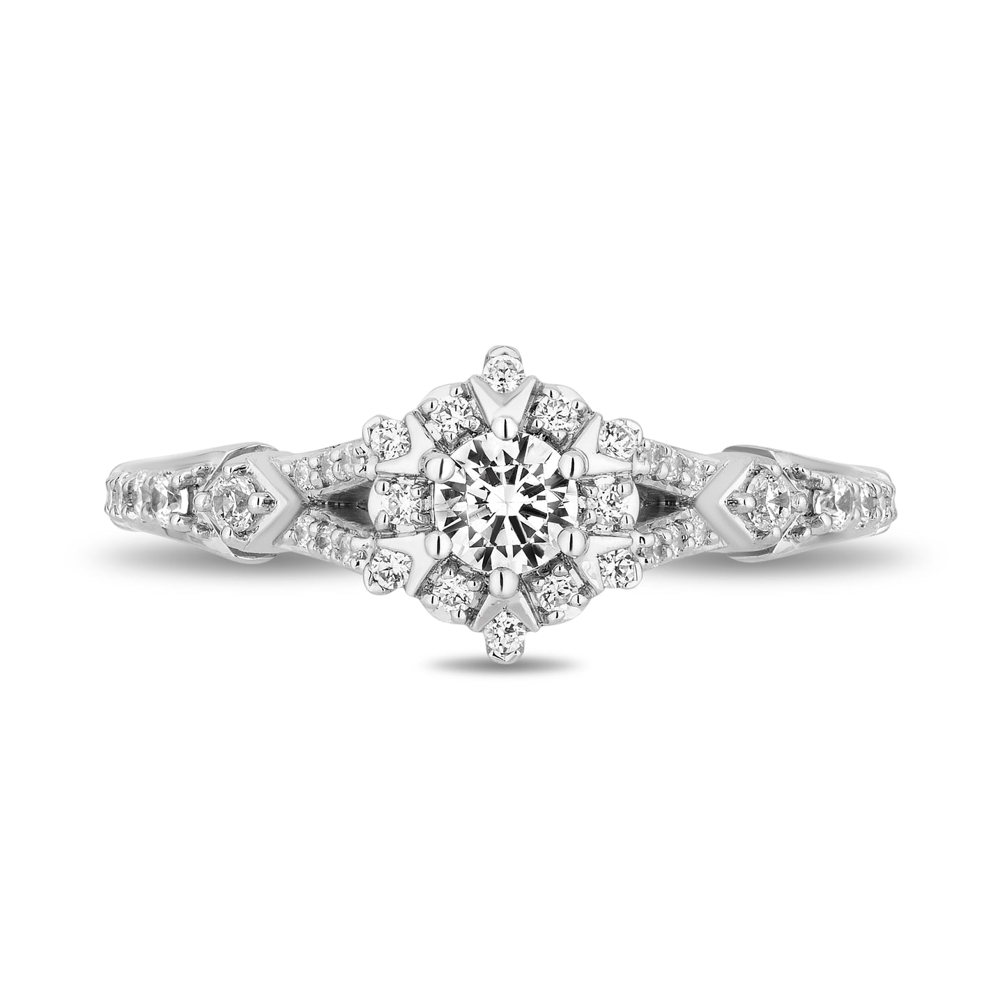Enchanted Disney Fine Jewelry 10K White Gold with 5/8 CTTW Diamonds Elsa Engagement Ring