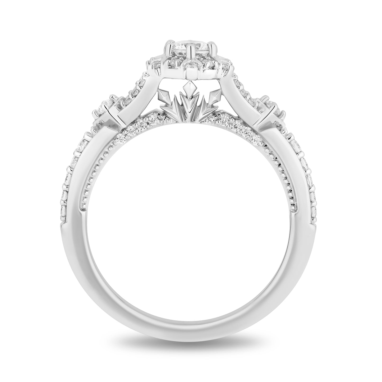 Enchanted Disney Fine Jewelry 10K White Gold with 5/8 CTTW Diamonds Elsa Engagement Ring