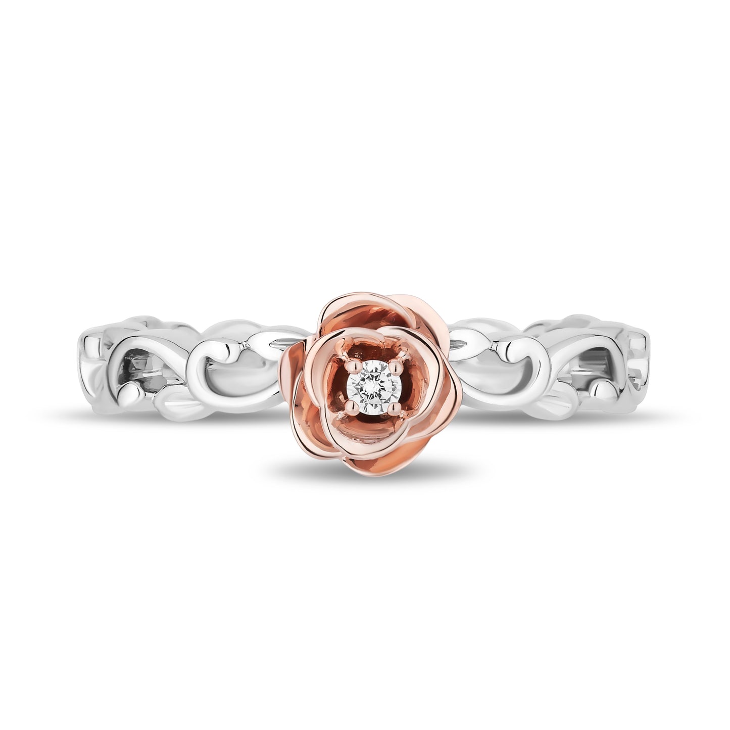 Enchanted Disney Fine Jewelry 14K Rose Gold Over Sterling Silver with Accent Diamonds Belle Ring