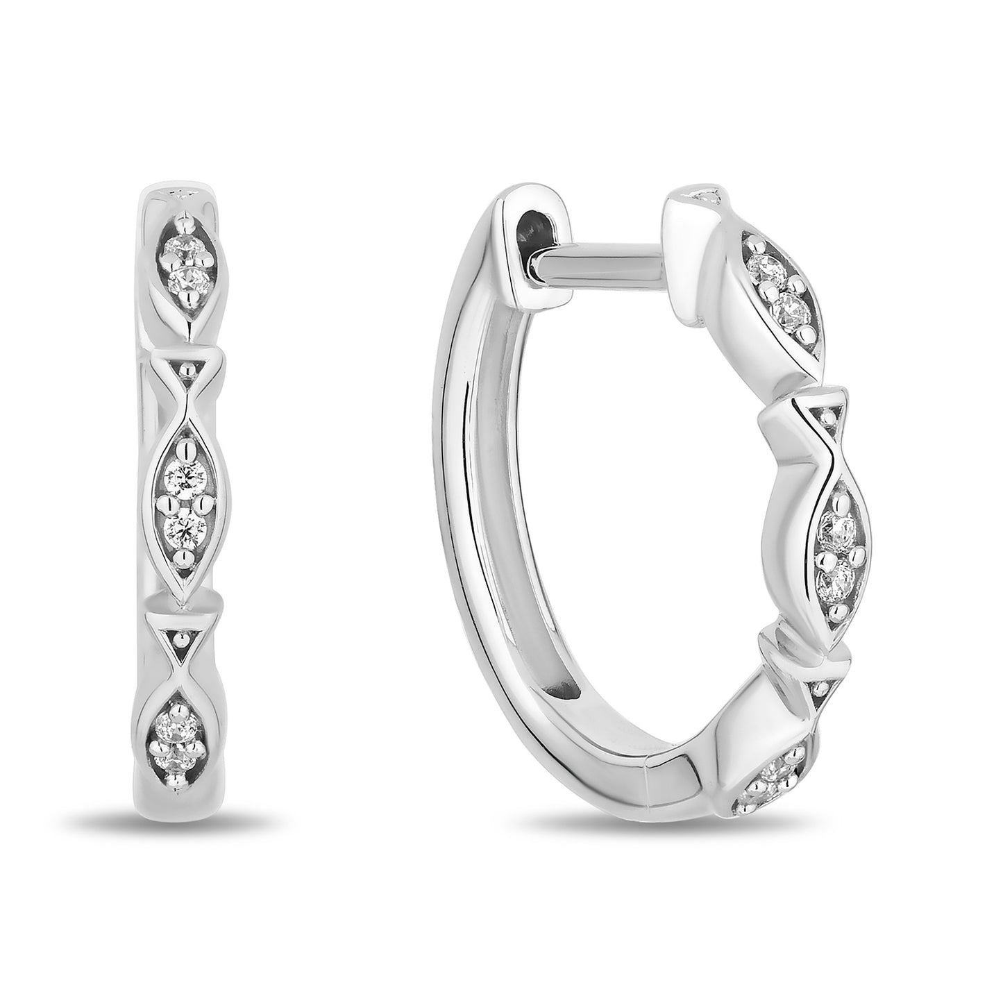 Enchanted Disney Fine Jewelry Sterling Silver with 1/8 CTTW Diamonds Ariel Hoop Earrings