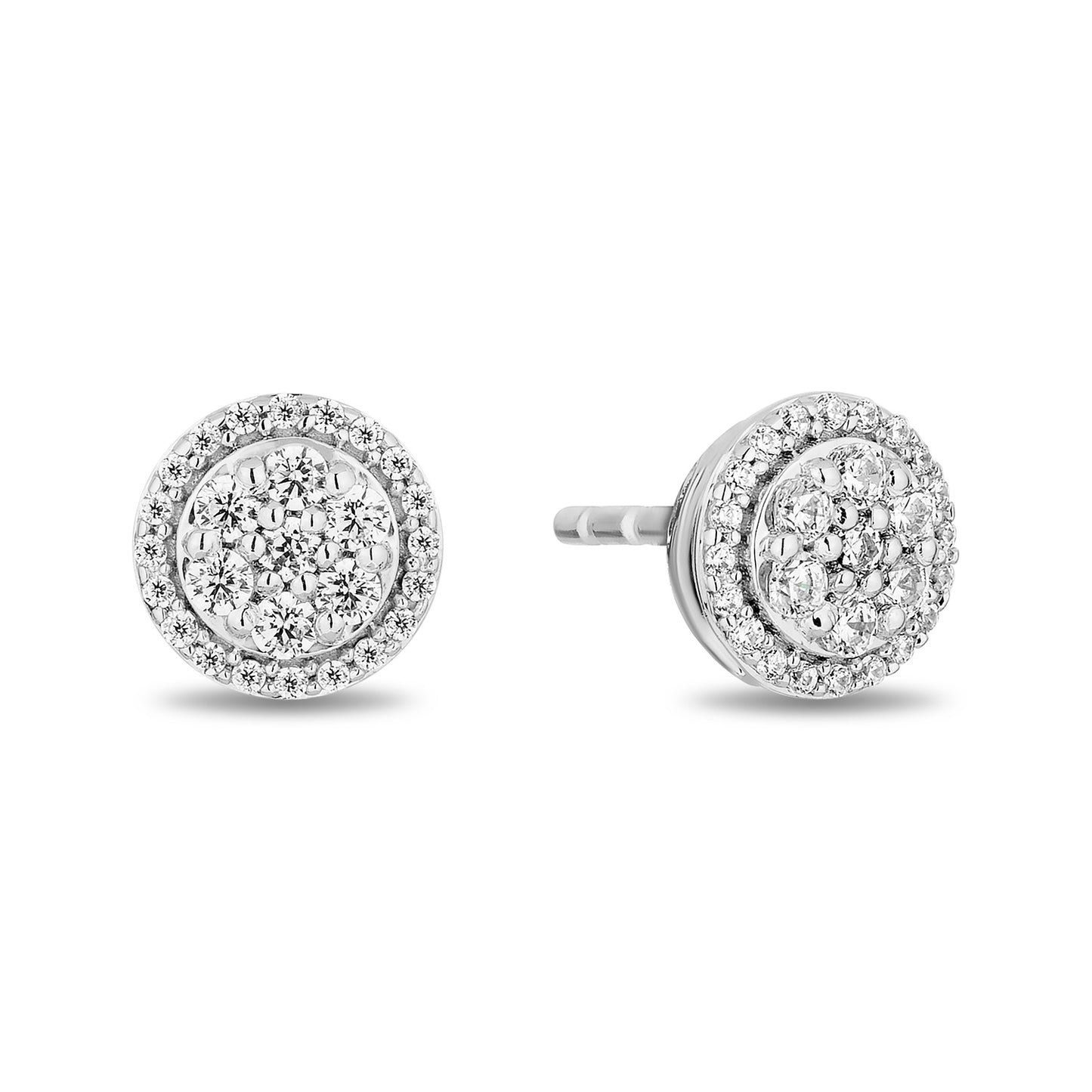 Enchanted Disney Fine Jewelry Sterling Silver with 1/6 CTTW Diamonds Cinderella Stud Earrings