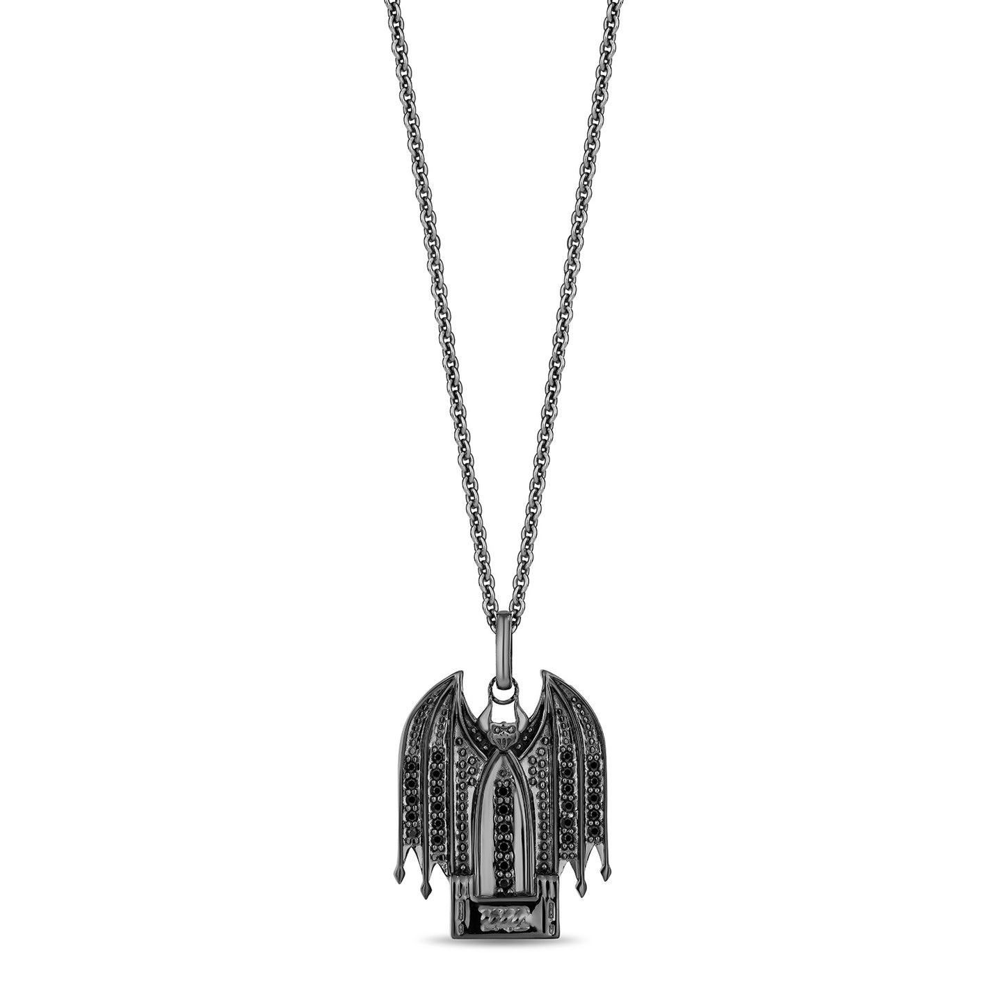 Enchanted Disney Fine Jewelry Black Rhodium Over Sterling Silver with 1/4 CTTW Diamonds Maleficent Pendant Necklace