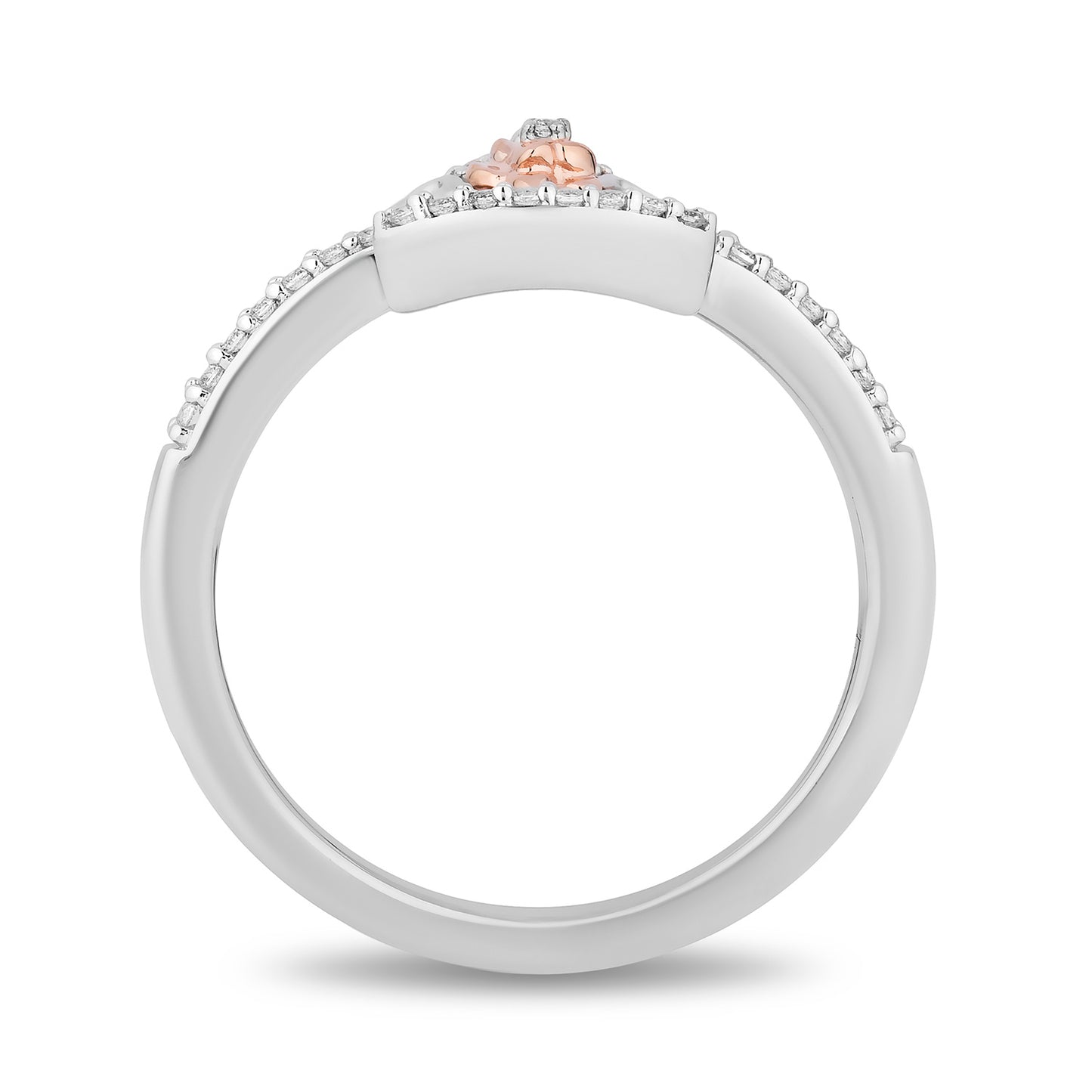 Enchanted Disney Fine Jewelry 14K Rose Gold Over Sterling Silver with 1/10 CTTW Diamonds Belle Ring