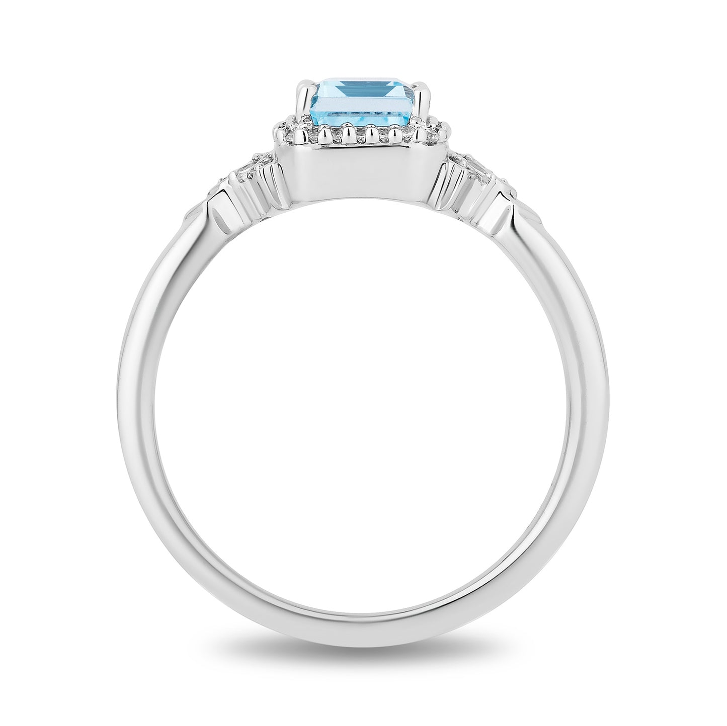 Enchanted Disney Fine Jewelry Sterling Silver with 1/10 CTTW Diamonds and Sky Blue Topaz Elsa Ring