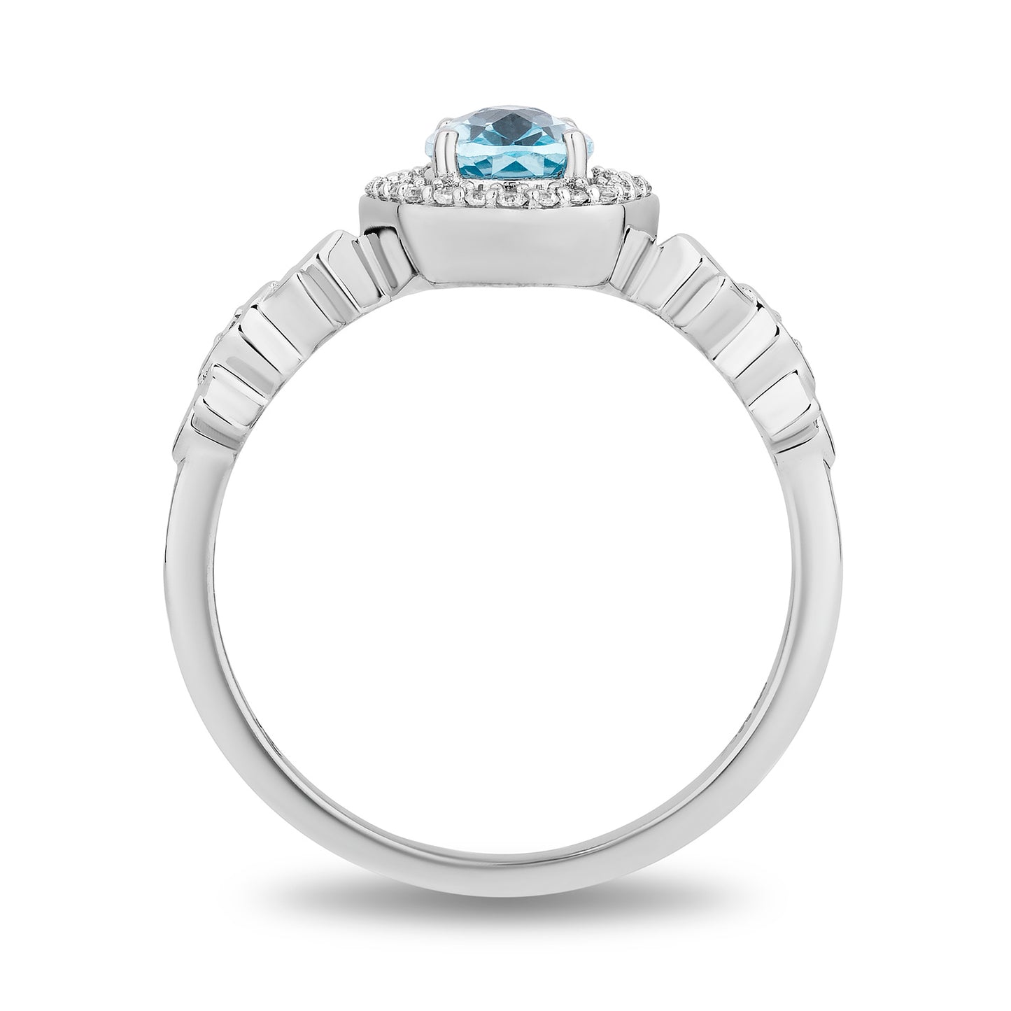 Enchanted Disney Fine Jewelry Sterling Silver with 1/10 CTTW Diamonds and Sky Blue Topaz Elsa Ring