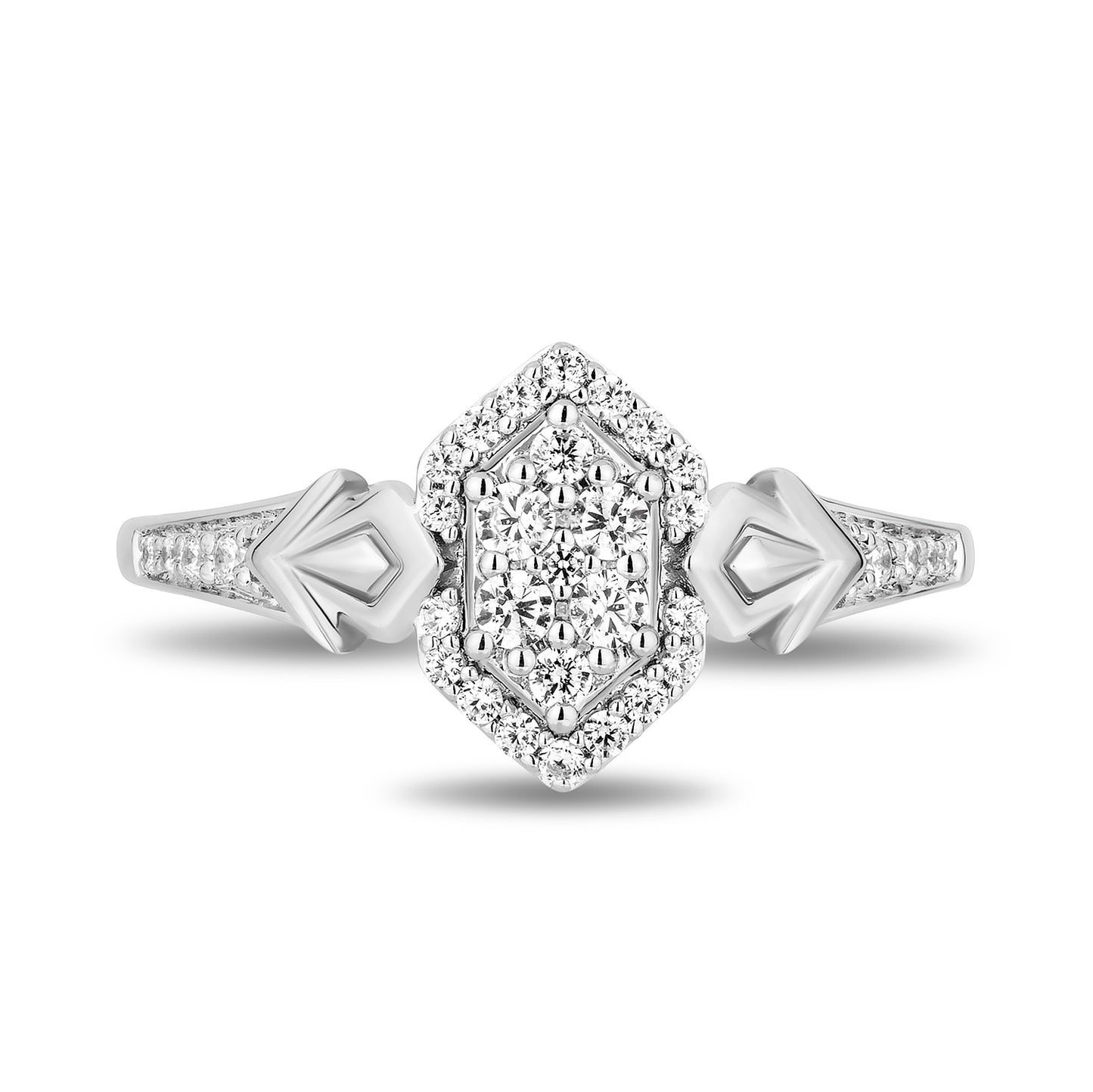 Enchanted Disney Fine Jewelry 14K White Gold with  1/3 CTTW Diamonds Elsa Engagement Ring
