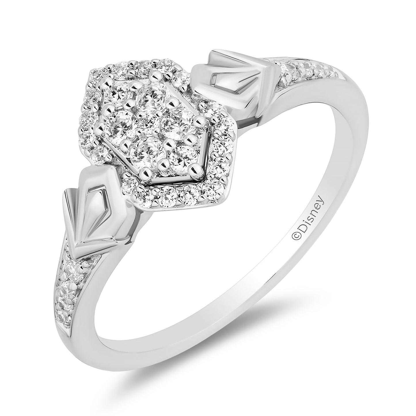 Enchanted Disney Fine Jewelry 14K White Gold with  1/3 CTTW Diamonds Elsa Engagement Ring