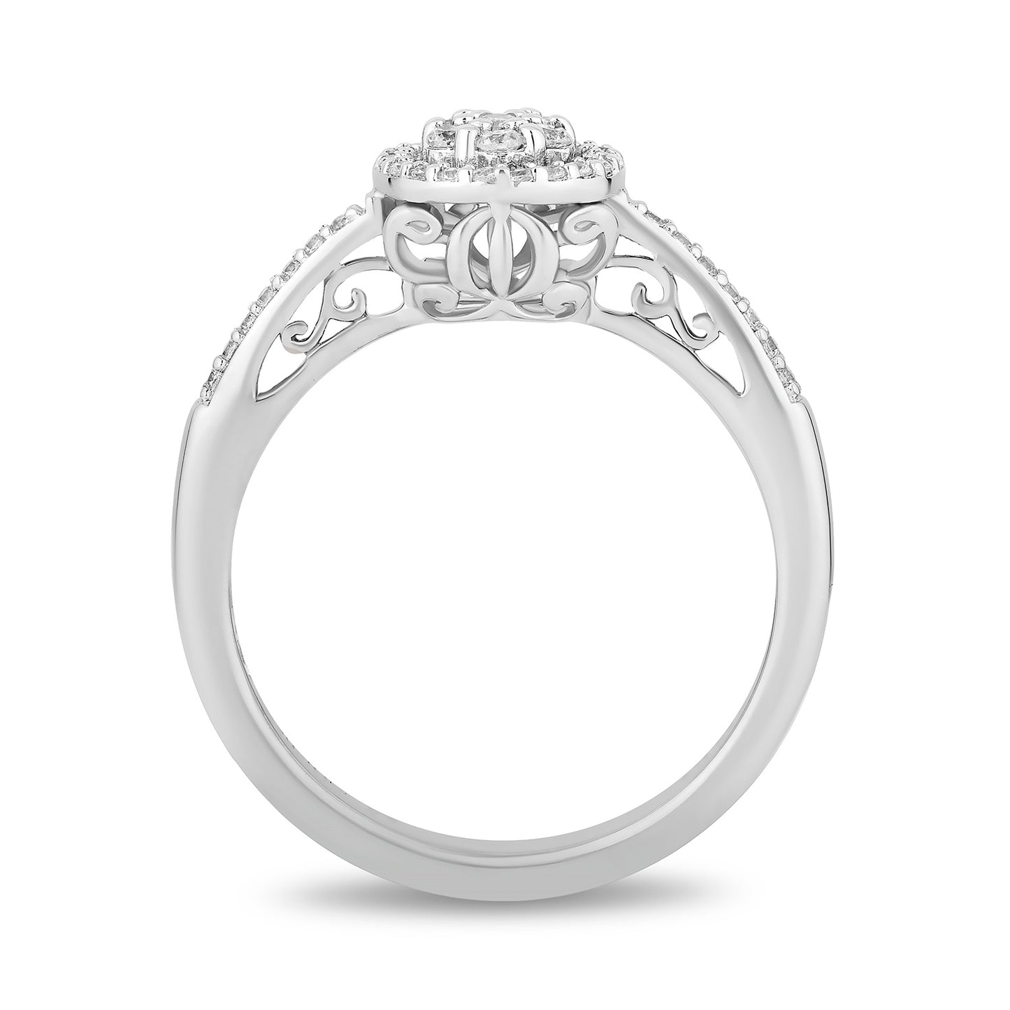 Enchanted Disney Fine Jewelry 14K White Gold with 1/2 CTTW Diamonds Cinderella Engagement Ring