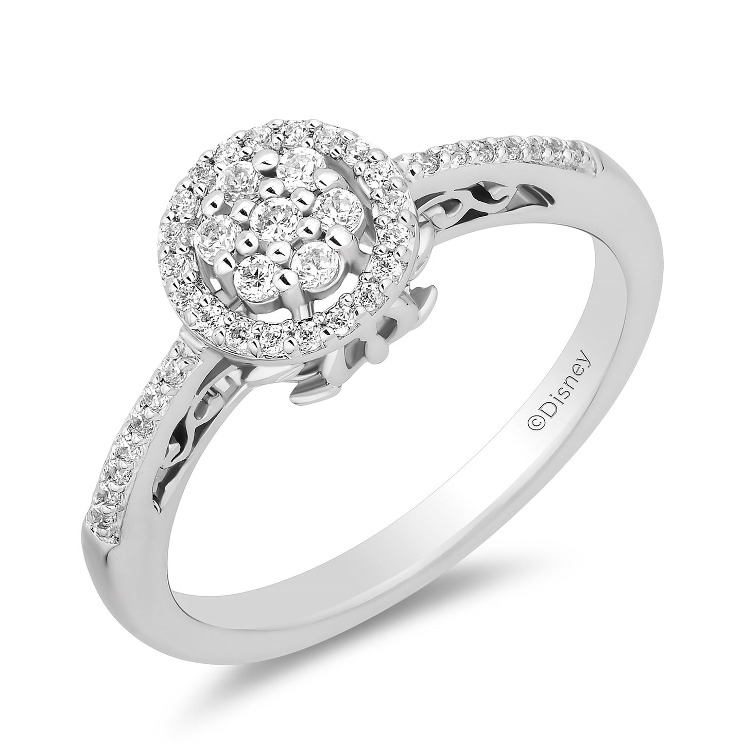 Enchanted Disney Fine Jewelry 14K White Gold with 1/2 CTTW Diamonds Cinderella Engagement Ring