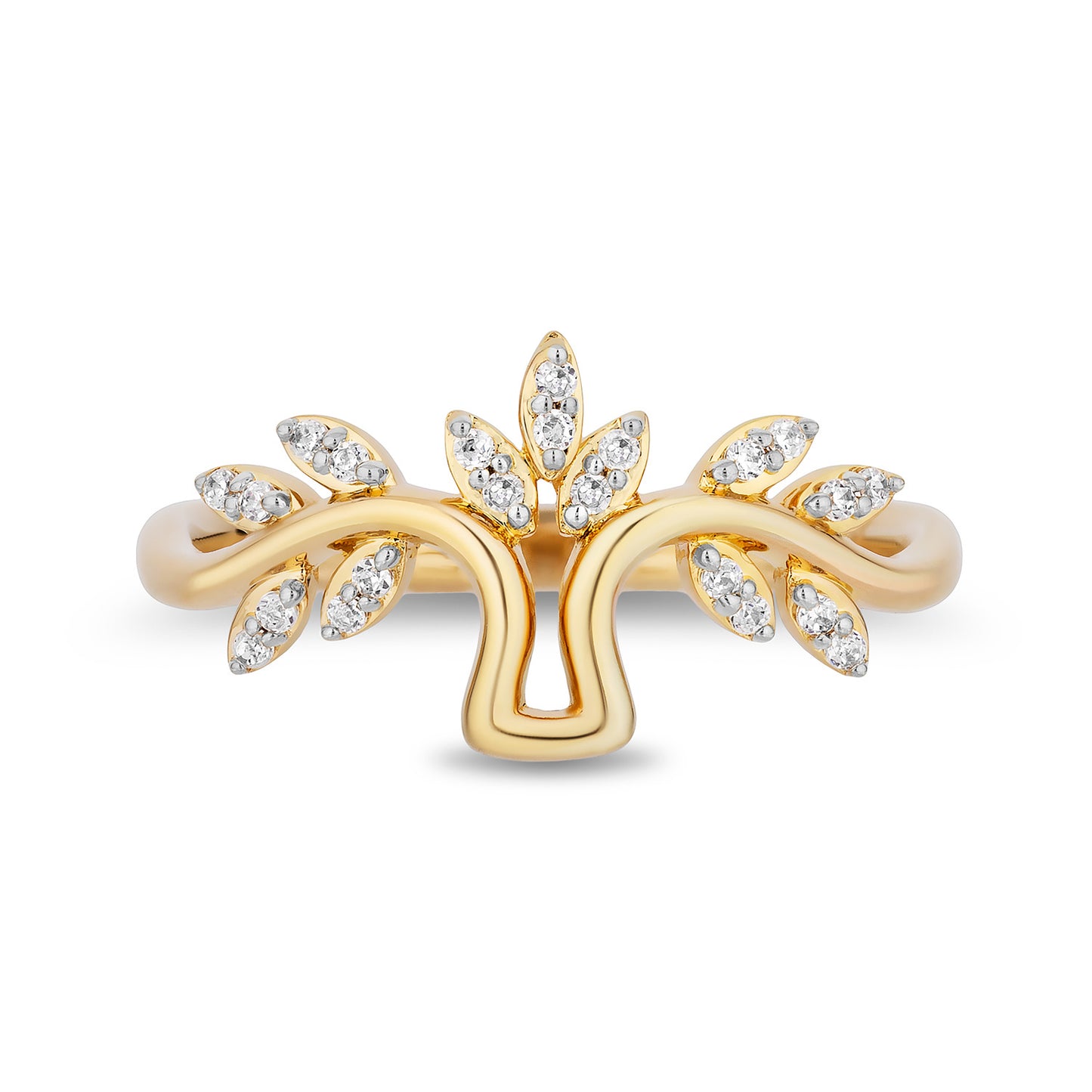 Enchanted Disney Fine Jewelry 14K Yellow Gold Over Sterling Silver with 1/10 CTTW Diamonds Pocahontas Ring