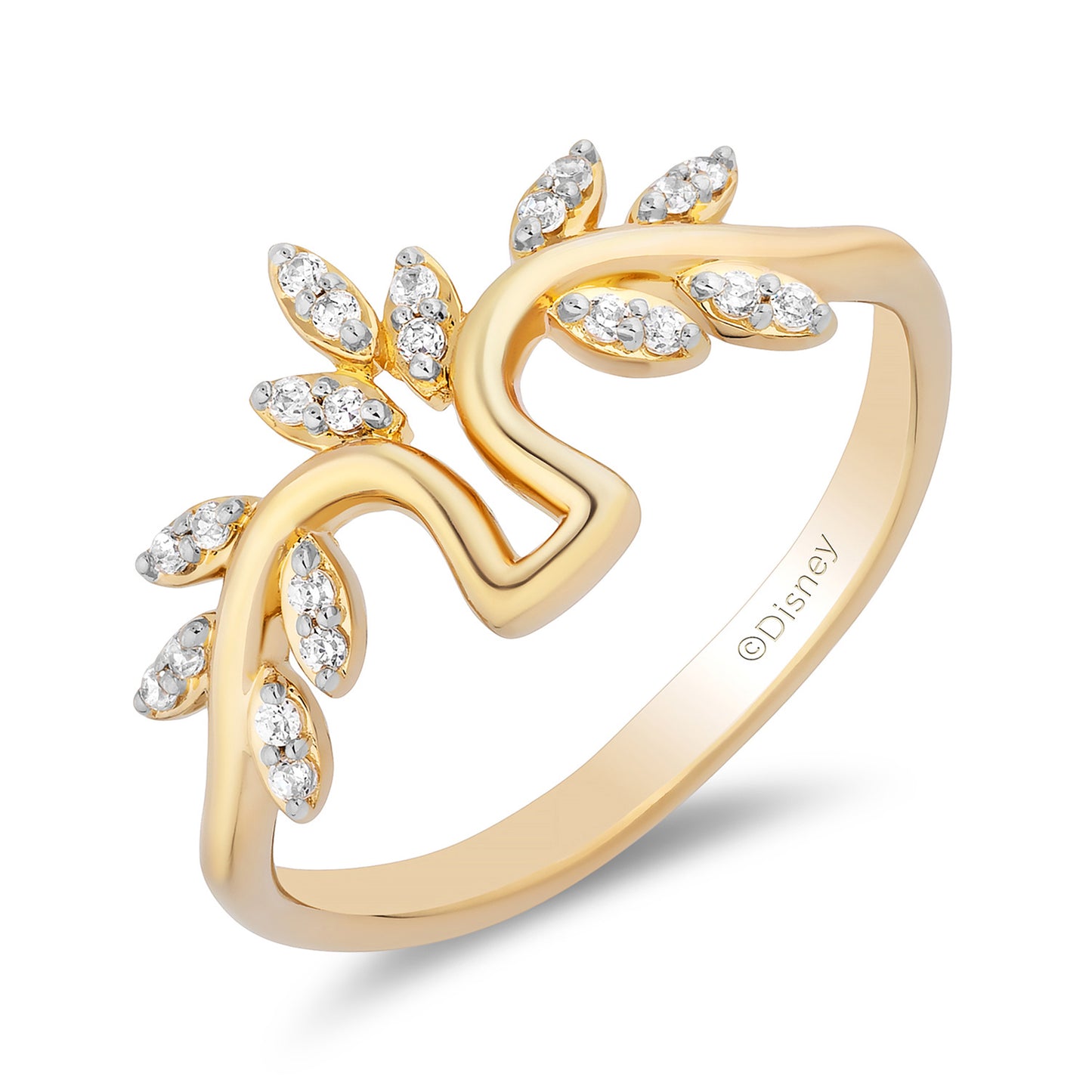 Enchanted Disney Fine Jewelry 14K Yellow Gold Over Sterling Silver with 1/10 CTTW Diamonds Pocahontas Ring