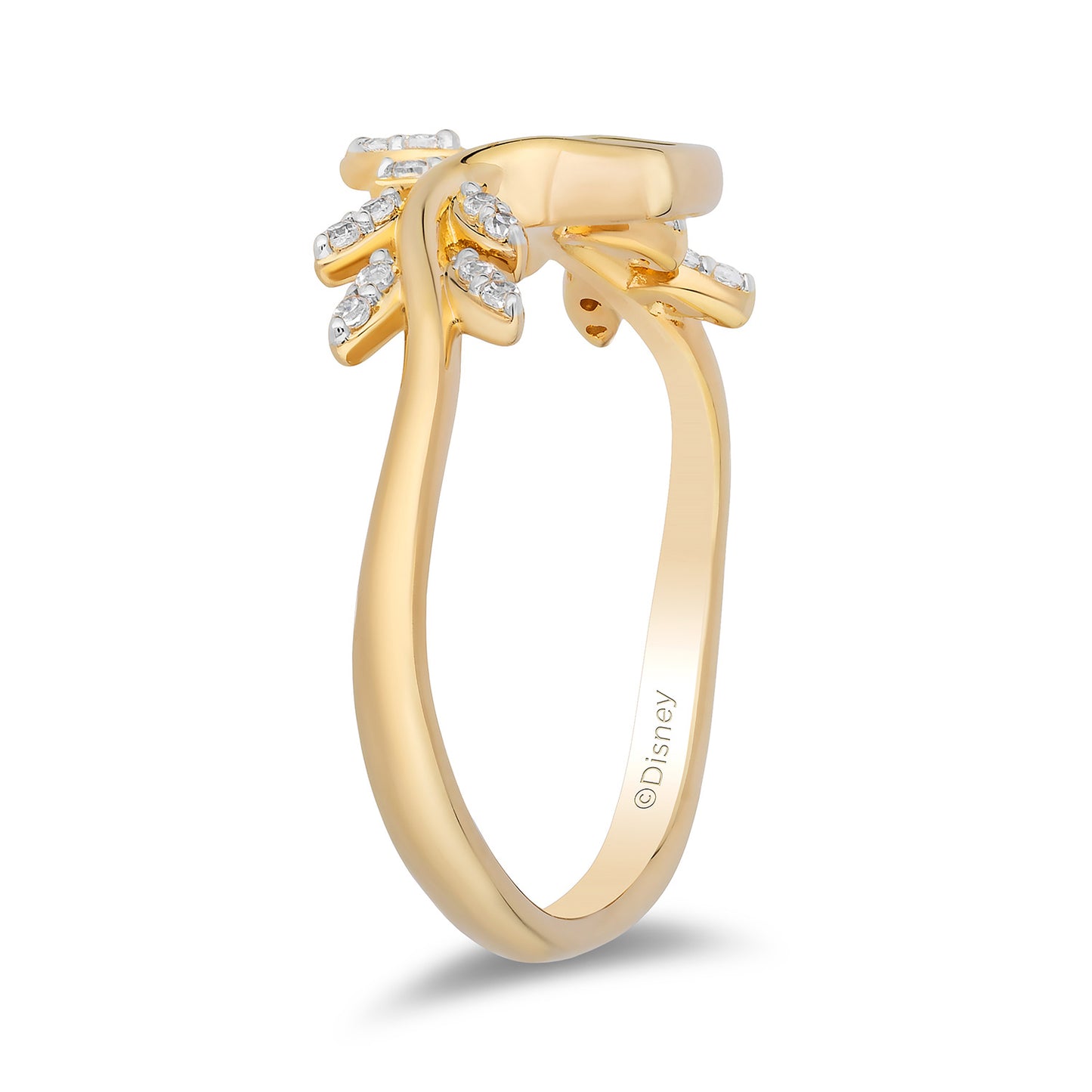 Enchanted Disney Fine Jewelry 14K Yellow Gold Over Sterling Silver with 1/10 CTTW Diamonds Pocahontas Ring