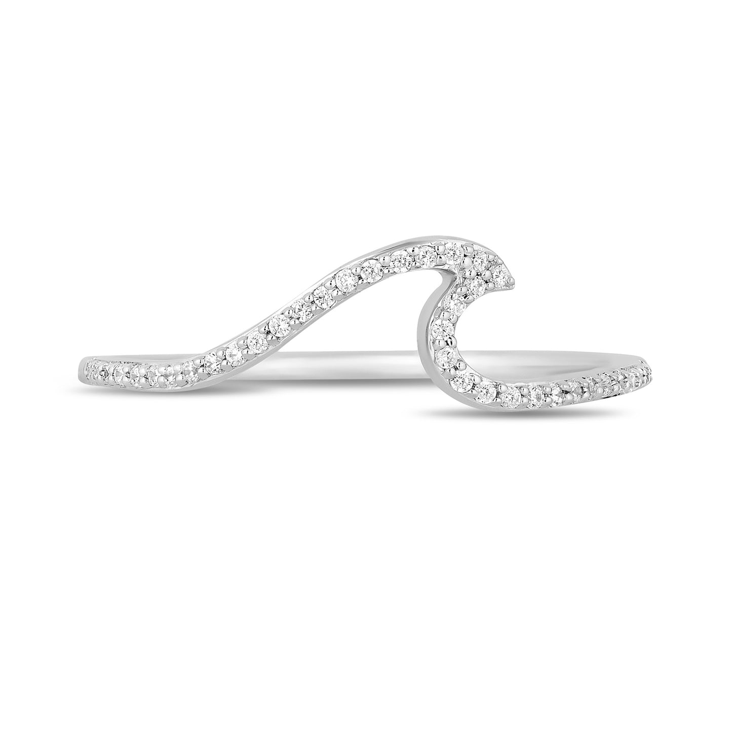 Enchanted Disney Fine Jewelry Sterling Silver with 1/10 CTTW Diamonds Moana Wave Ring