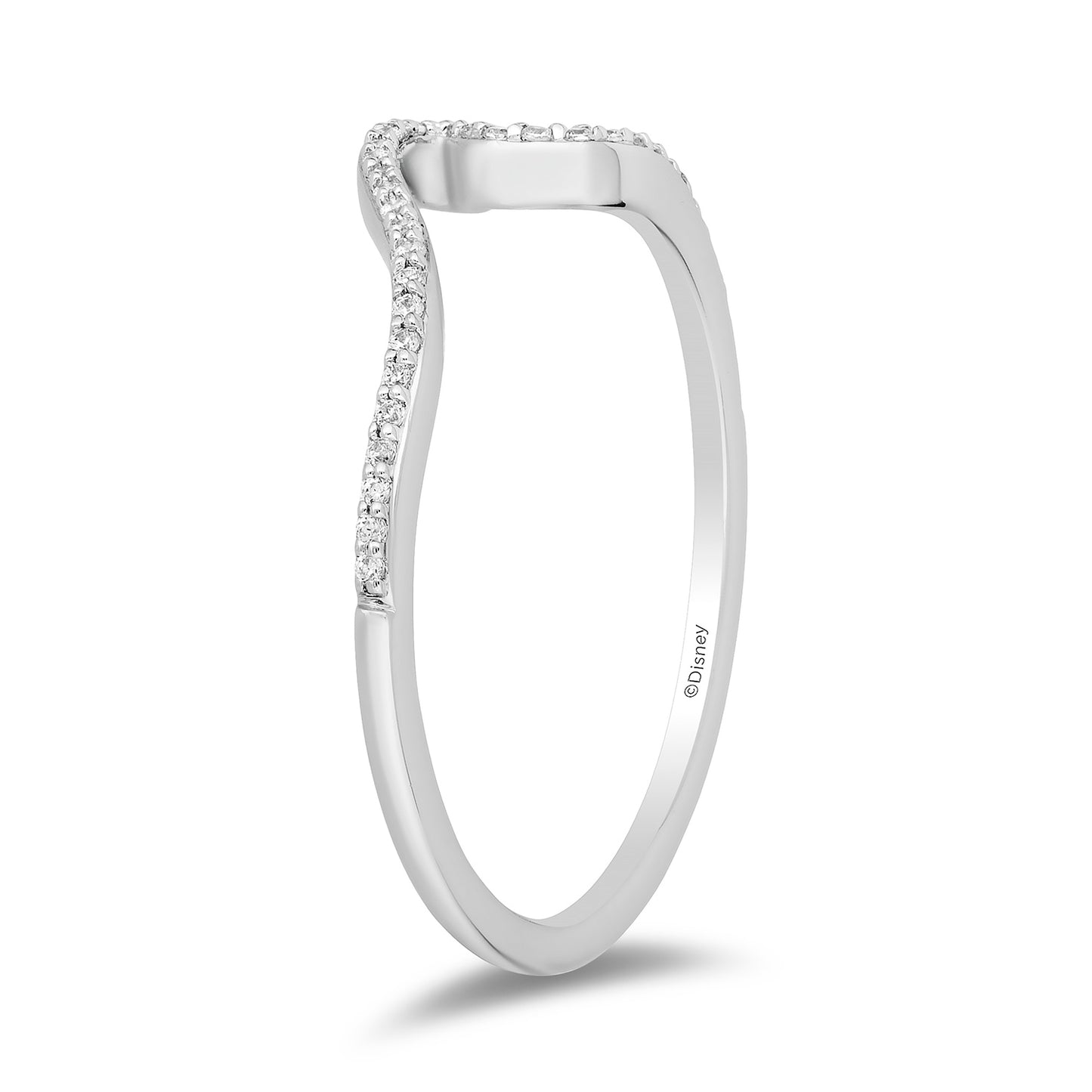 Enchanted Disney Fine Jewelry Sterling Silver with 1/10 CTTW Diamonds Moana Wave Ring