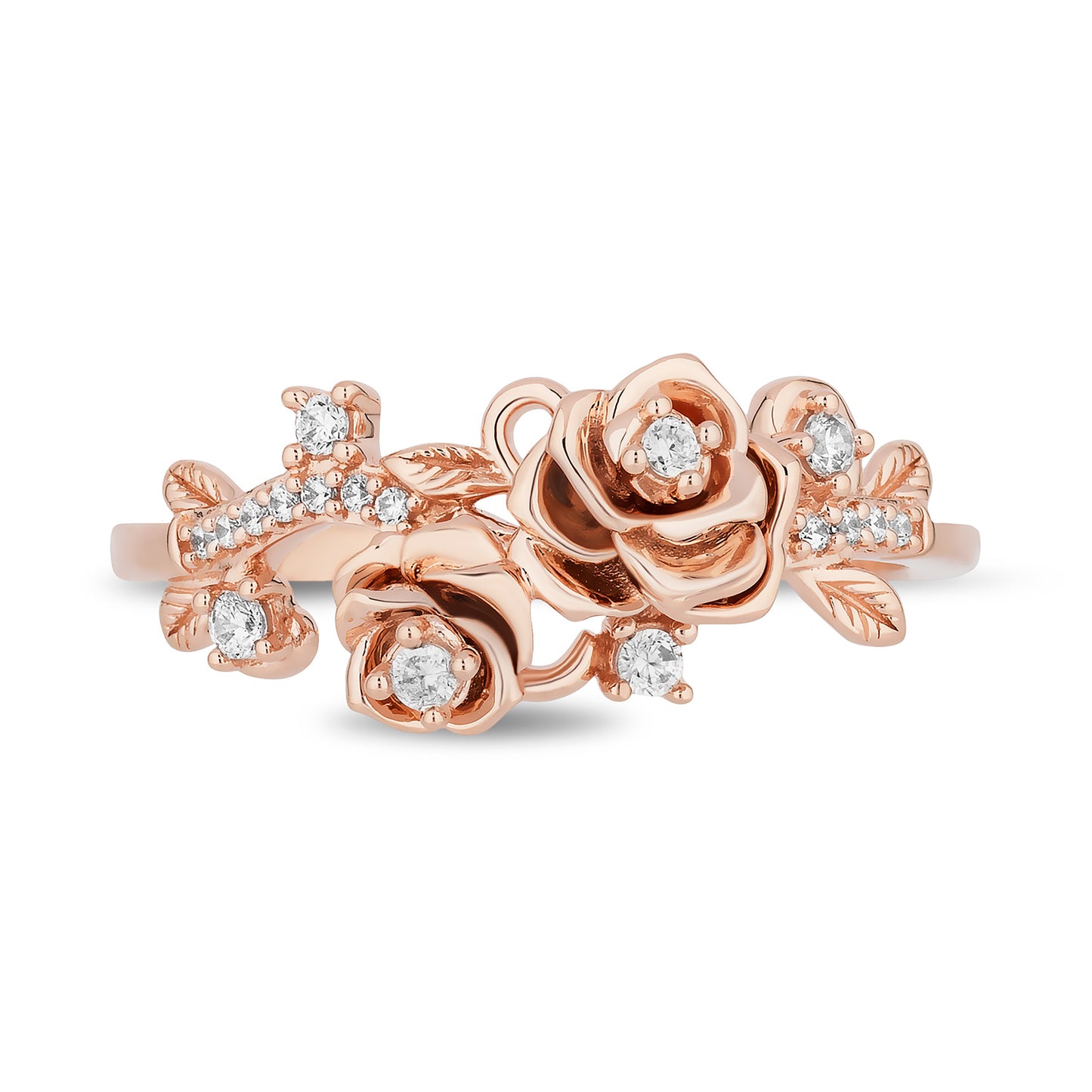 Enchanted Disney Fine Jewelry 14K Rose Gold Over Sterling Silver with 1/6 CTTW Diamonds Belle Ring
