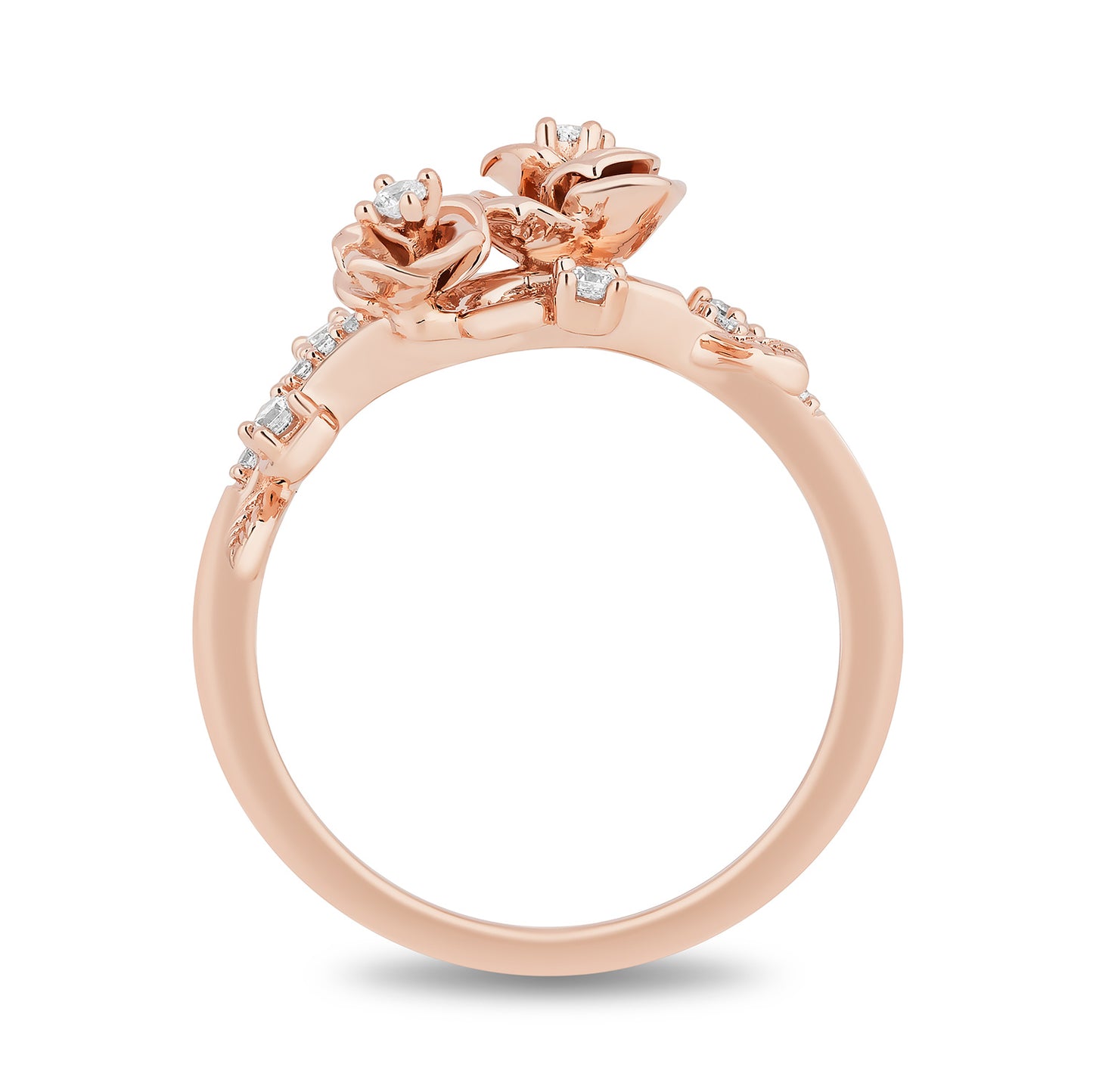 Enchanted Disney Fine Jewelry 14K Rose Gold Over Sterling Silver with 1/6 CTTW Diamonds Belle Ring