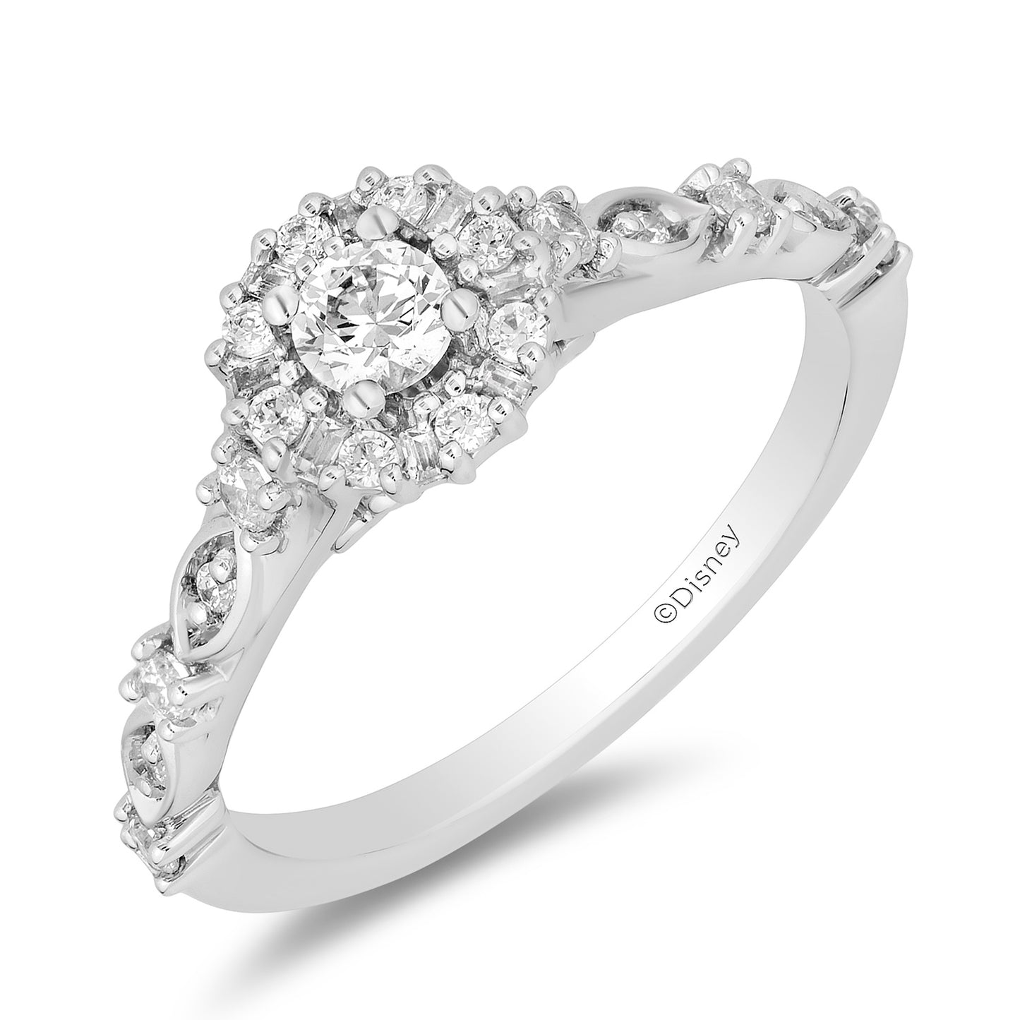 Enchanted Disney Fine Jewelry 14K White Gold with 1/2 CTTW Diamonds Cinderella Engagement Ring